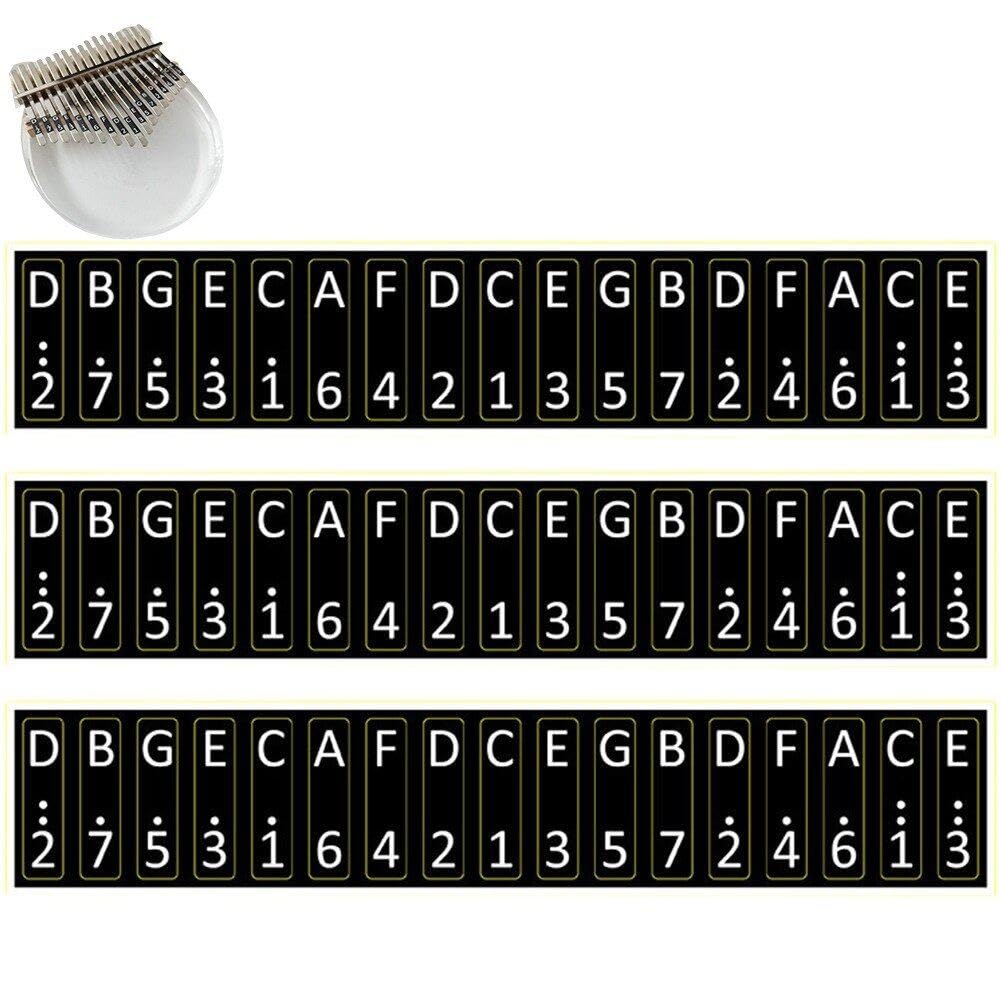 3 Set Kalimba-daumenklavier-notenaufkleber Für Anfänger, Musikalisches Geschenk Und Kalimba-Skala-Aufkleber, Percussion-Dekoration