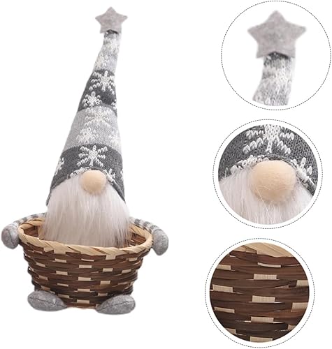 Miniatura 6 de Cesta de dulces de Navidad para cesta de almacenamiento, cesta de contenedor de frutas, decoración del hogar, cesta de pan de Navidad, cesta de