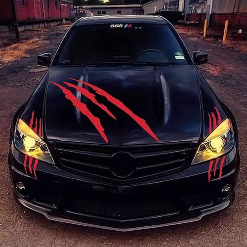 Miniatura 3 de JINYUNDUOSP 1 juego completo de calcomanías de garra de monstruo para automóvil, rayas de color negro, calcomanía de luz de automóvil, motocicleta,