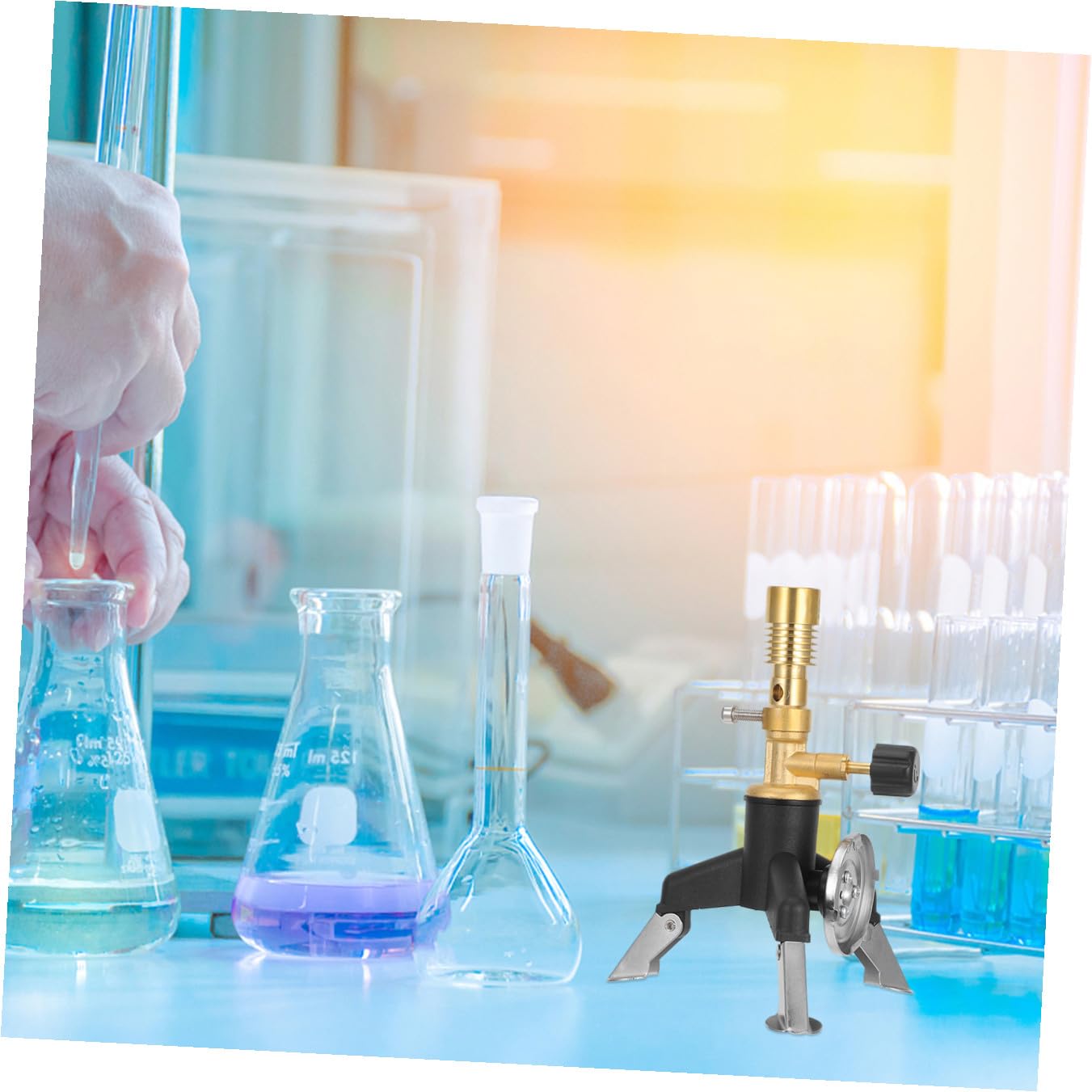 Bruciatore Bunsen in Ottone, Attrezzatura da Laboratorio Portatile | Dissipazione Termica, Uso per Attività Outdoor e Lavoro in Laboratorio, Adatto a Hobbisti e Professionisti