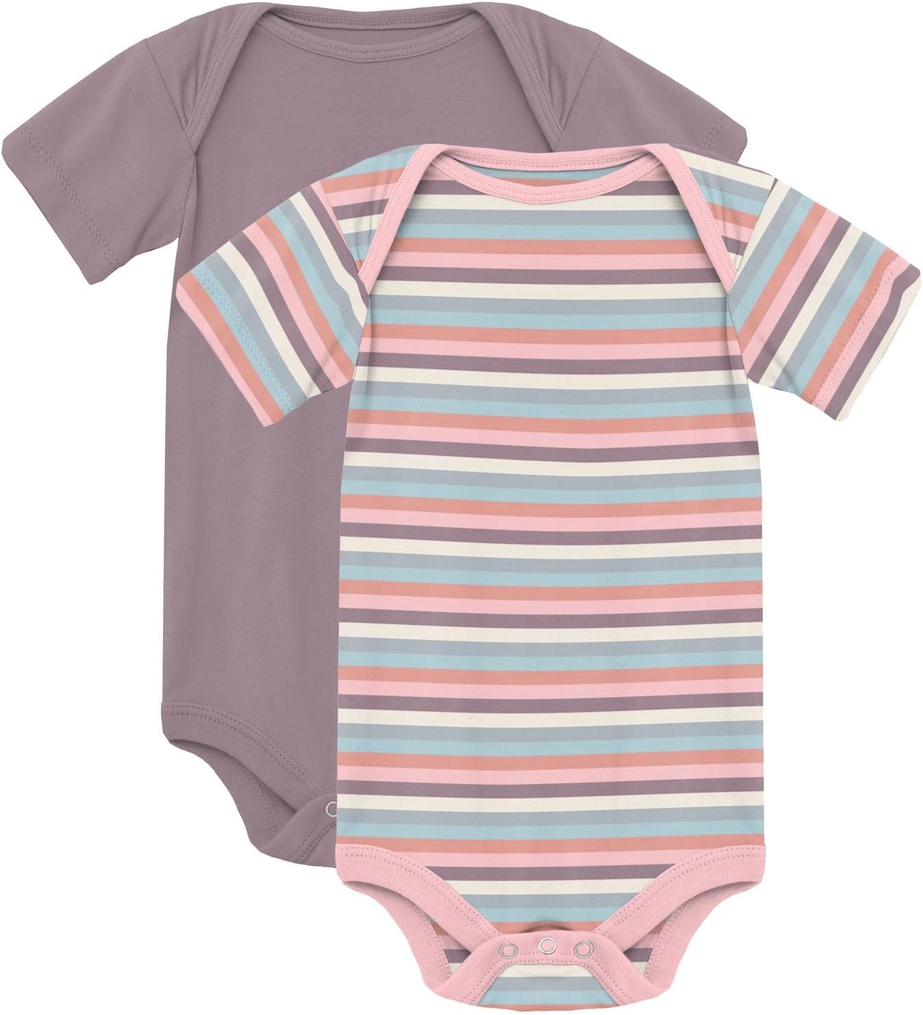 KicKee Pants Short Sleeve One-Piece Set of 2, Super Soft Viscose Baby Clothes, Boys and Girls Bodysuit