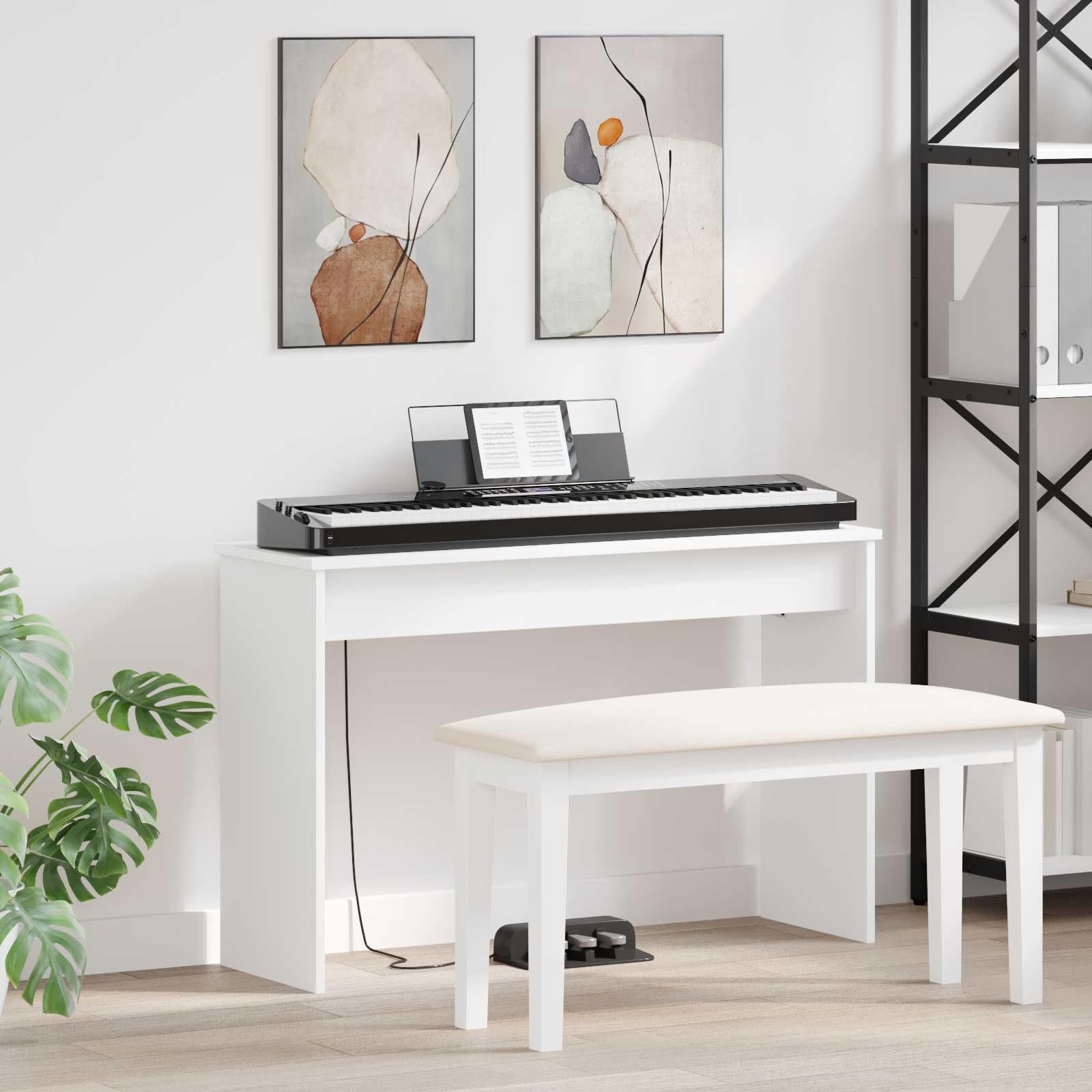 vidaXL Keyboardstand Wit 100 x 32 x 64 cm Bewerkt hout
