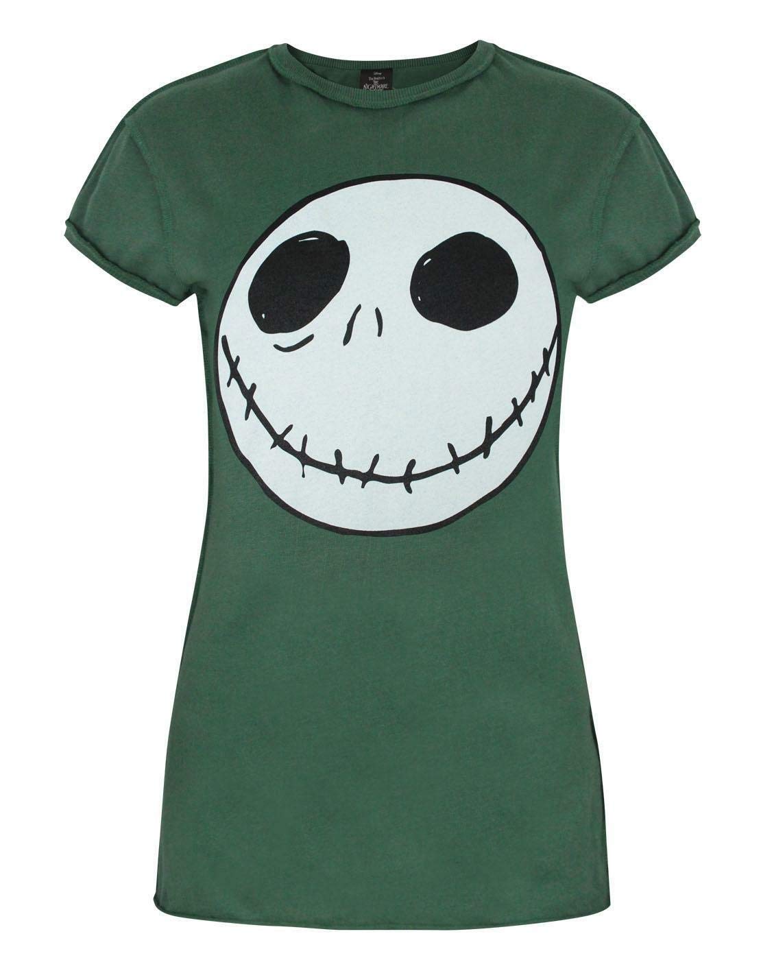 Disney The Nightmare Before Christmas Women’s Jack Skellington Reverse Seam T-Shirt Green