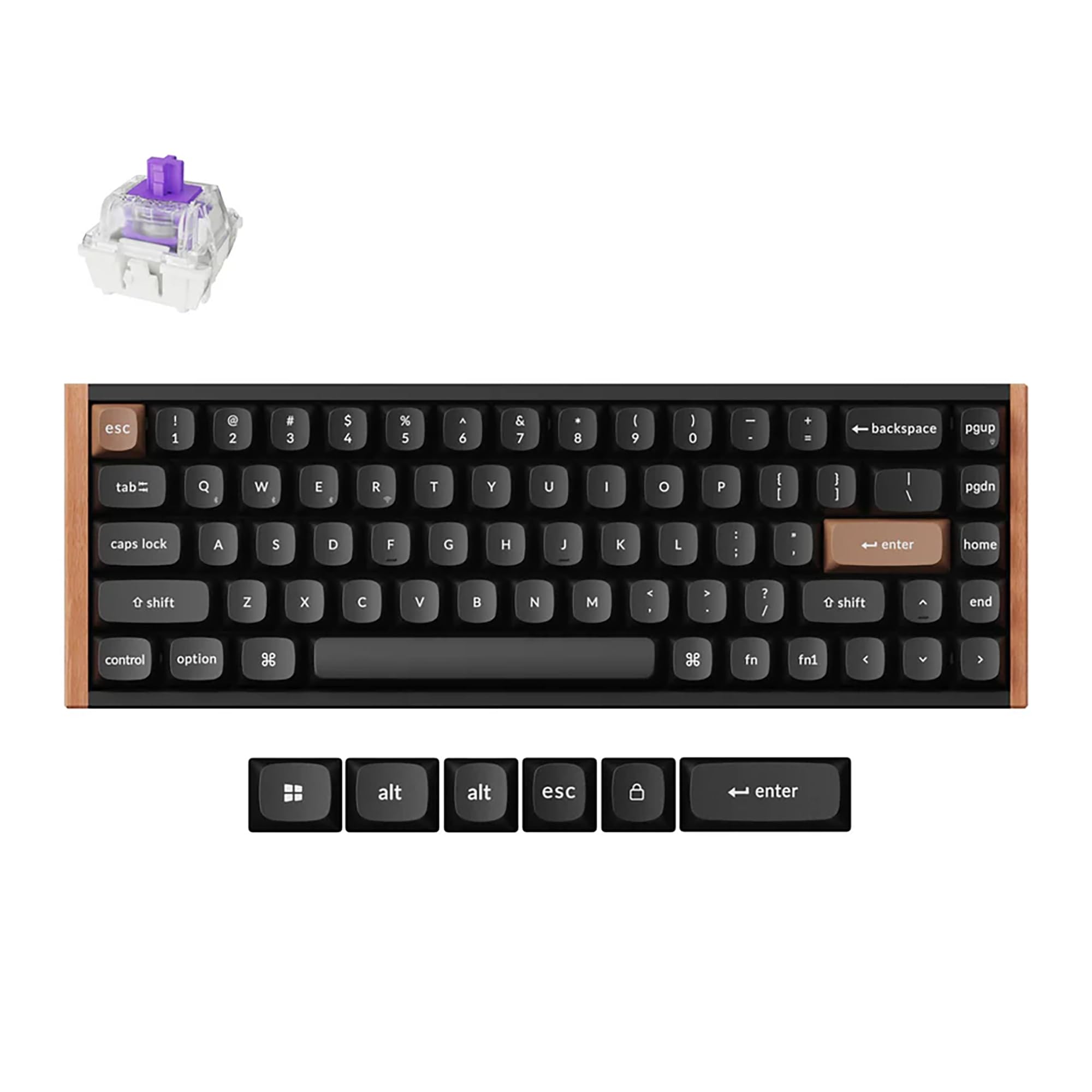 Keychron K6 HE 65% Wireless Mechanical Keyboard, 2.4GHz & Bluetooth, Gateron Double-Rail Magnetic Switch, Double-Shot PBT Keycaps, Aluminum & Wooden