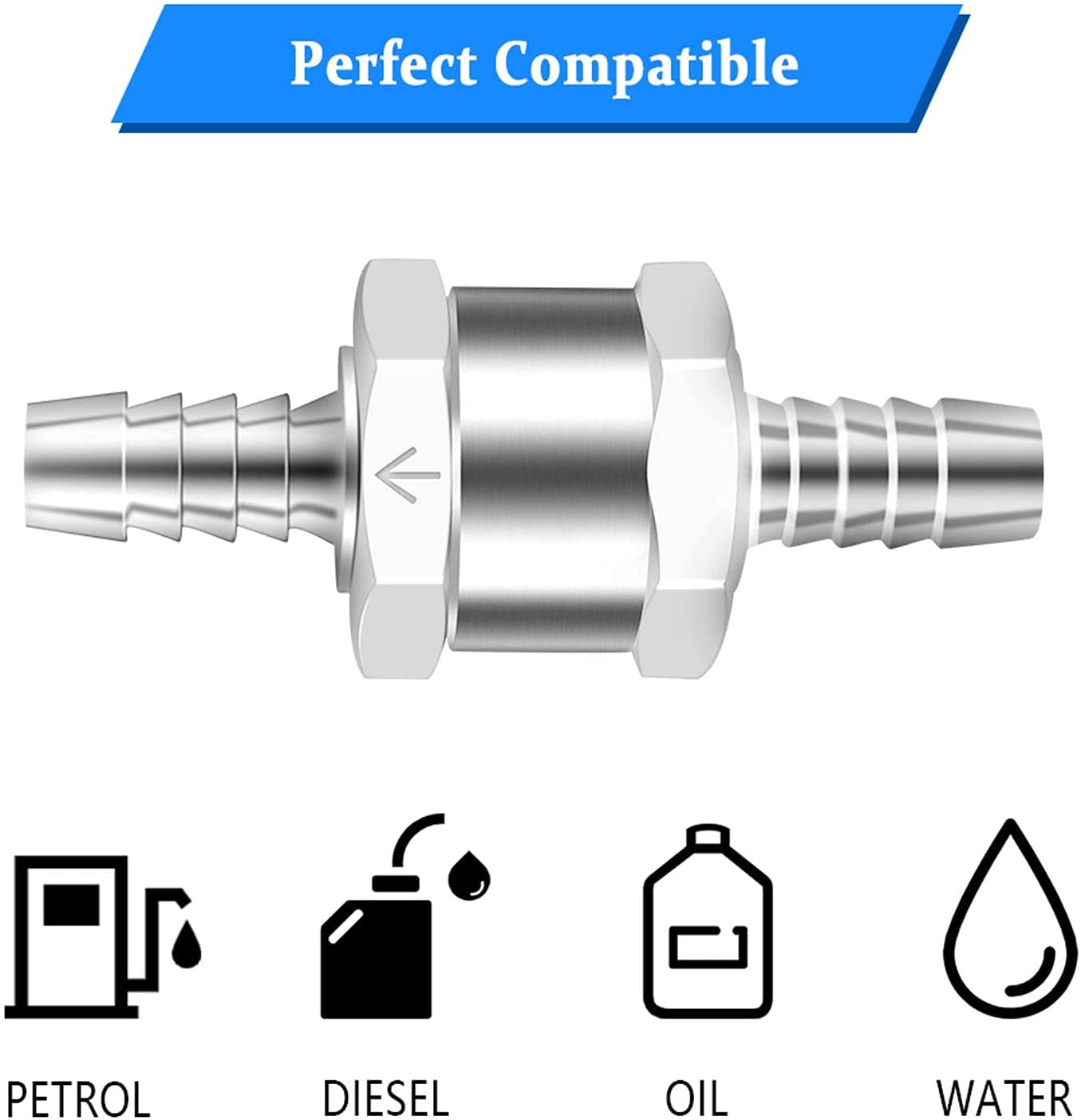 SoundZero 2 Pièces Valve de Carburant en Aluminium, Clapet anti-retour de carburant, D'aluminium Carburant Non Retour Clapet Anti-Retour, 8MM D'aluminium Carburant Non Retour Clapet Anti-Retour