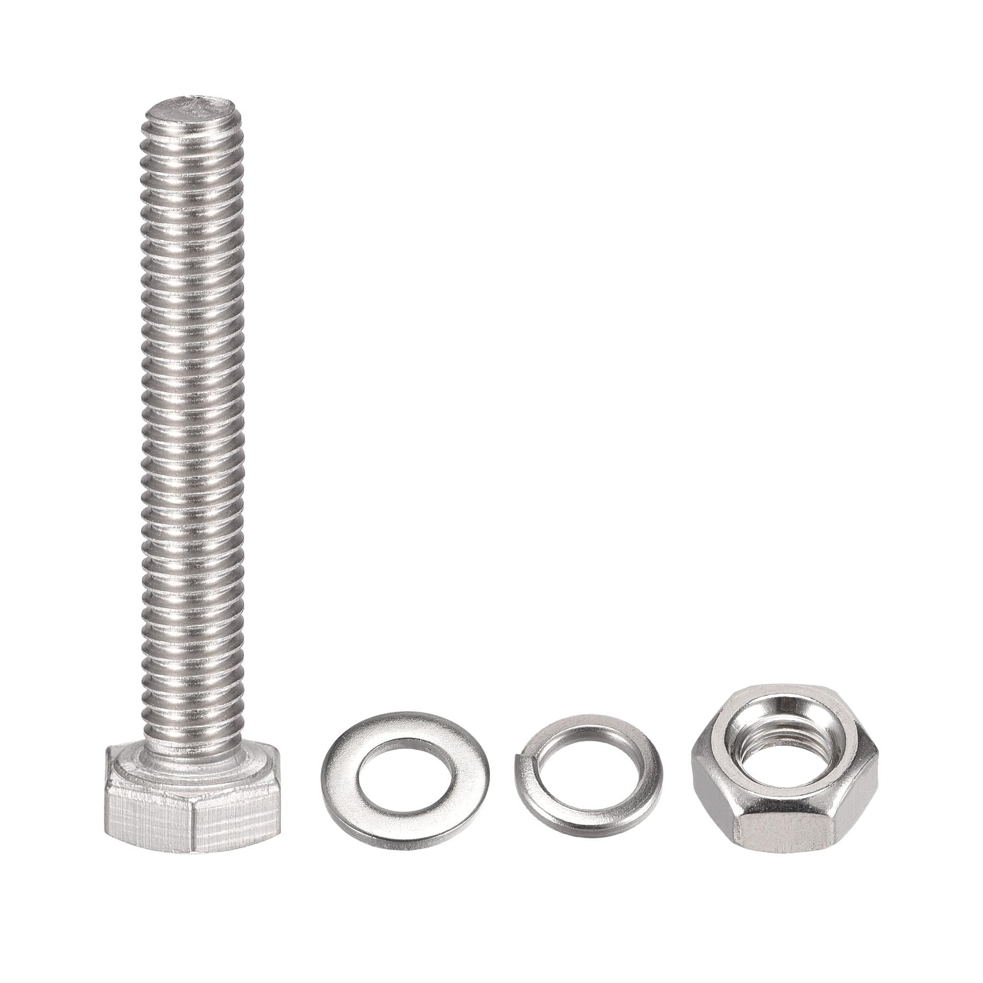 TOP-VIGOR 10Pcs M6 x 40mm Hex Head Screws Bolts, Nuts, Flat & Lock Washers Kits - Image 3