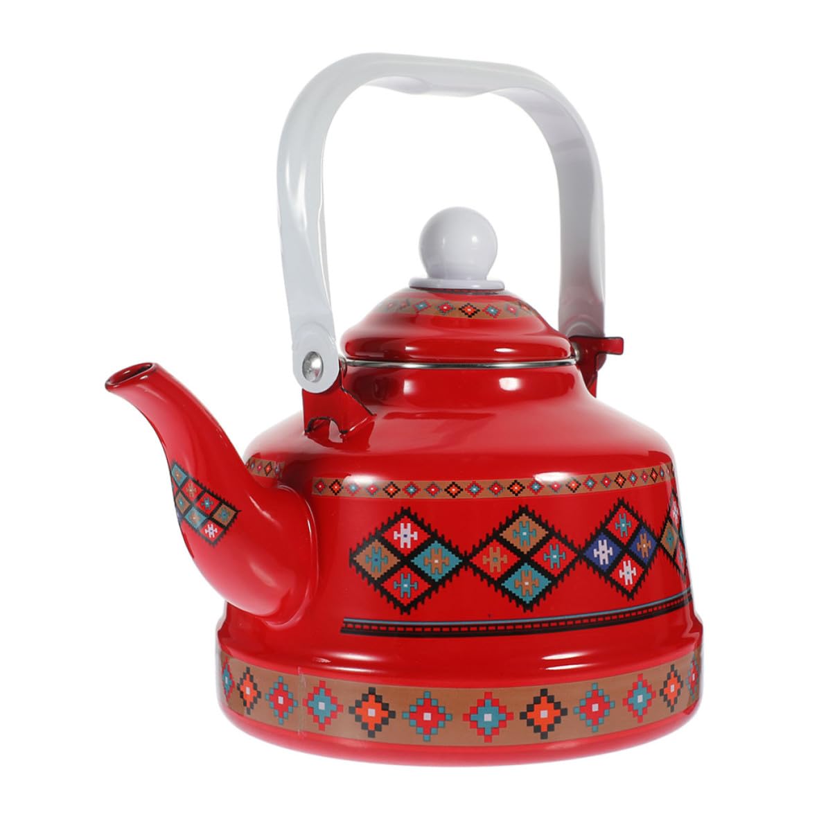 LALAFINA Vintage Emaille Teekessel 2,5l Rot mit Griff Hitzebeständig und Leicht zu Reinigen für Camping und Herdplatten Geeignet
