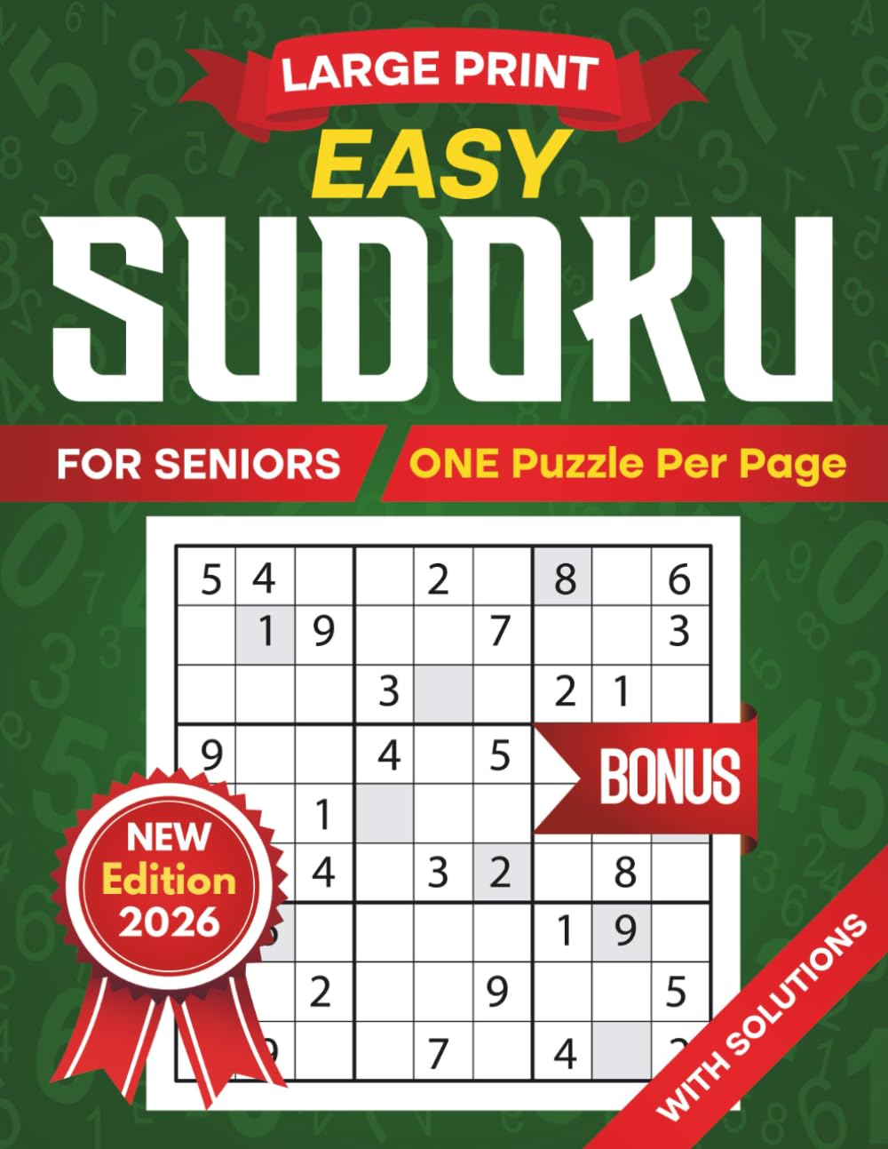 Easy Sudoku for Seniors: Large Print Brain Games to Boost Mental Memory and Keep an Active Mind - Perfect Puzzle Book for Beginners with Solutions