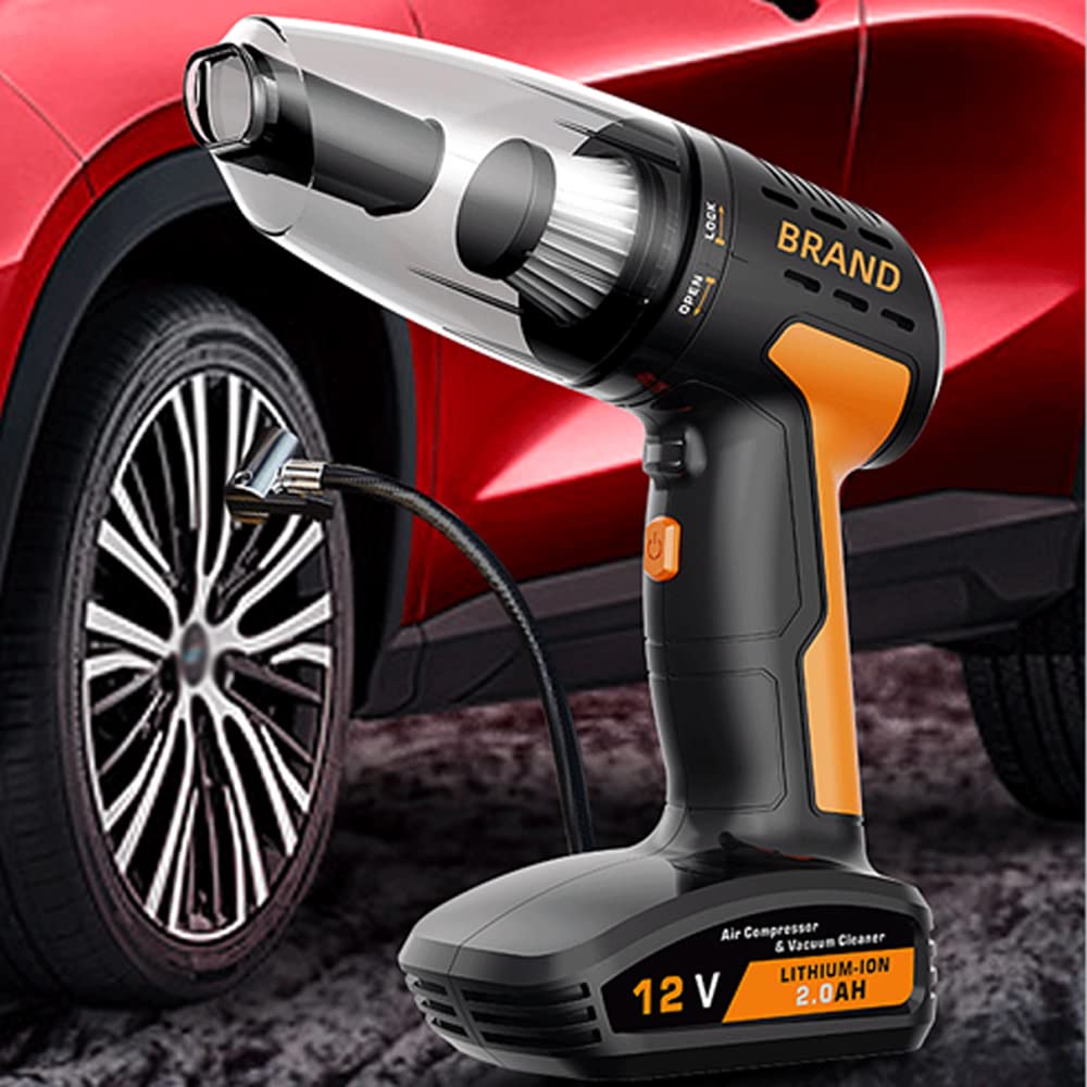 Shkalacar Aspirapolvere Portatile Senza Fili, 9000PA 4 in 1 Aspirapolvere per Auto Ricaricabile ad Alta Potenza con Spazzole Mini Aspirapolvere Portatile Senza Fili con Soffiatore per Auto, Casa