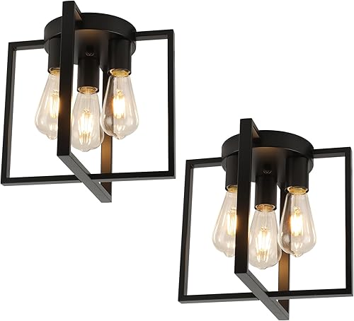 Lámpara de techo empotrada para pasillo, lámpara de techo de 3 luces de níquel cepillado, moderna lámpara semiempotrada para vestíbulo, entrada,