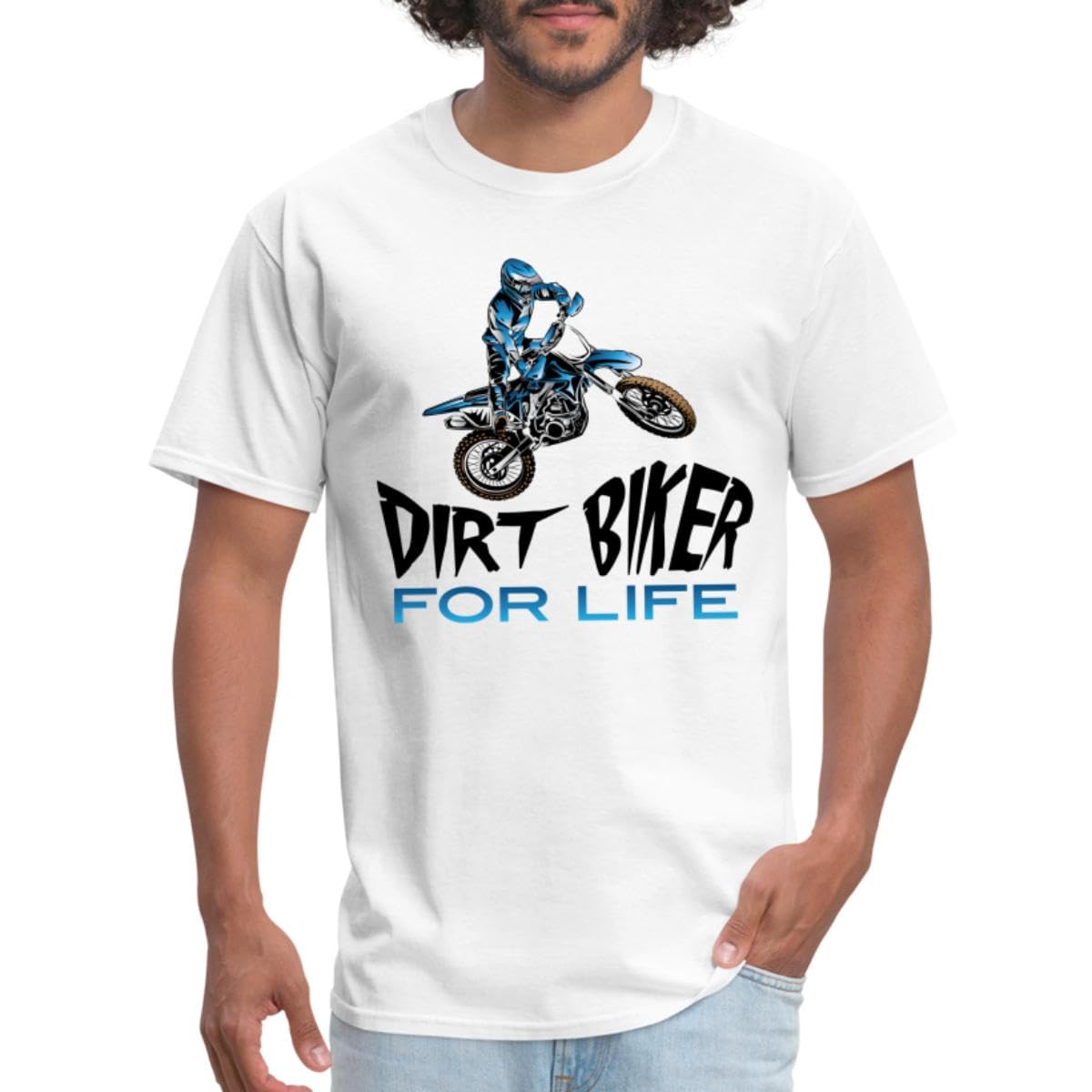 APSRA RETAILMotocross Dirt Biker for Life Men's T-Shirt Casual T-Shirt Half Sleeve Round Neck Printed Men's t Shirt(_XXL) White