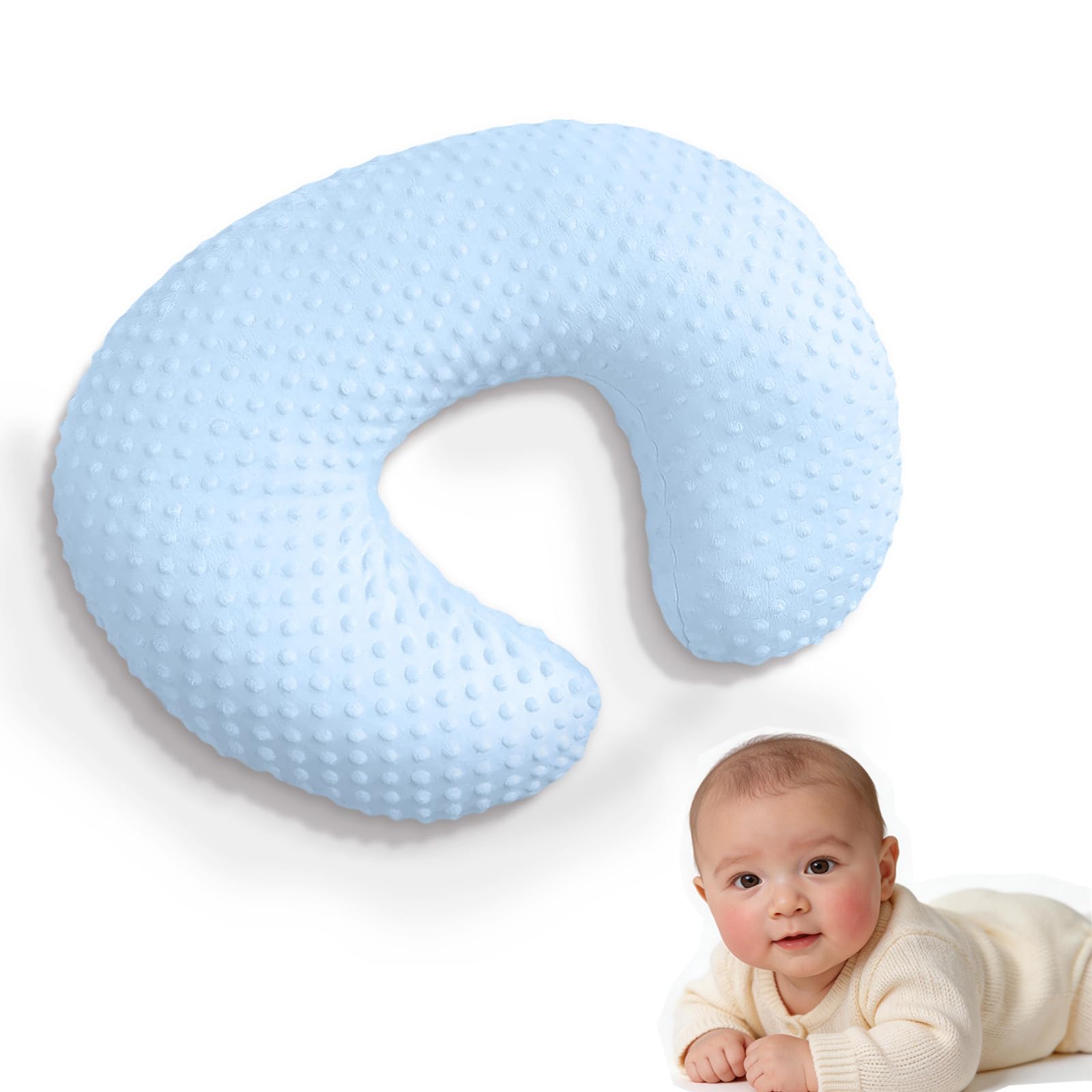 Nursing Pillow Covers Pillowcase, Soft Baby Nursing Cover for Breastfeeding, U Shaped Stretchy Pillow Case for Baby Girls Boys Newborn (Sky Blue)