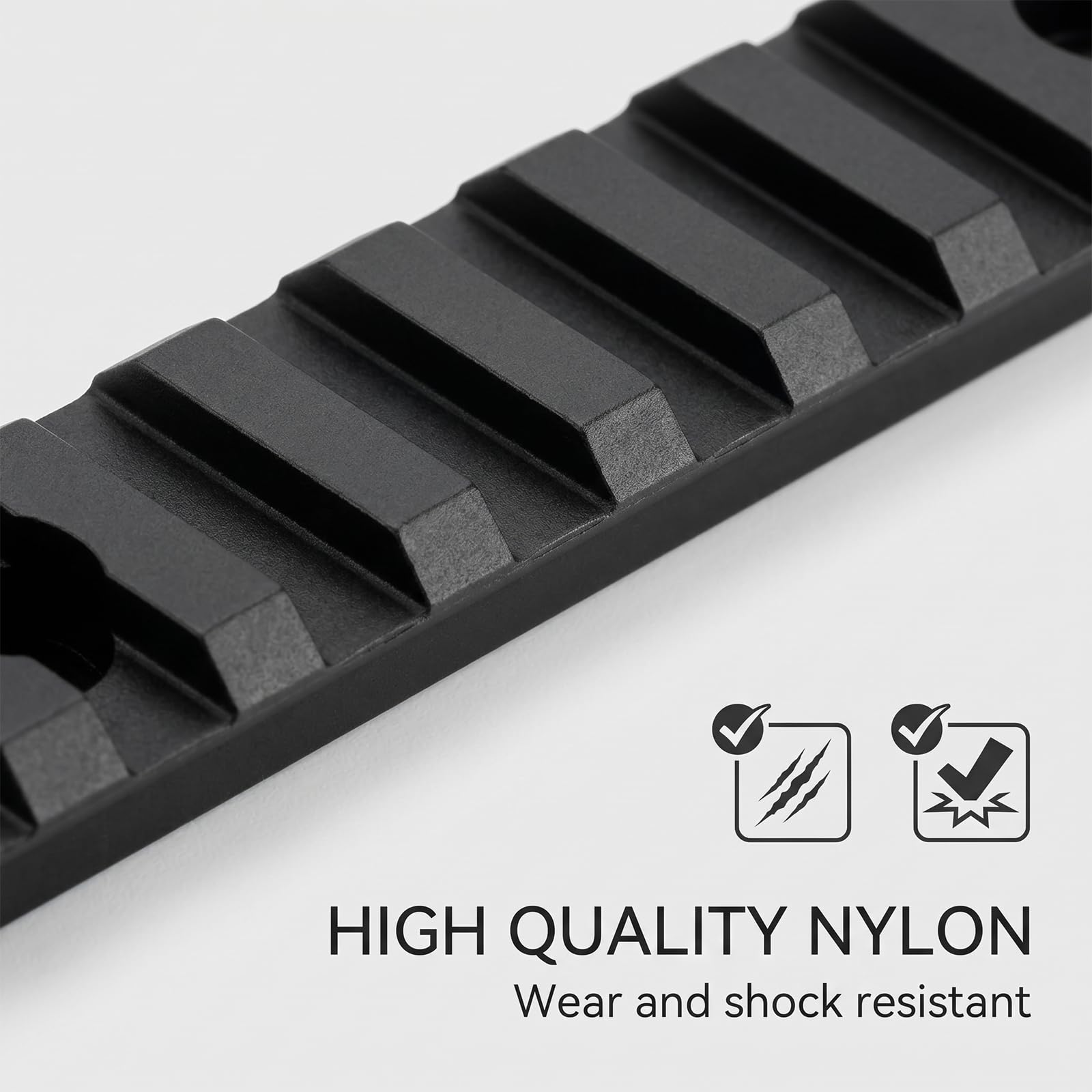 5PCS 20mm Picatinny Rail per M-Lok,Picatinny Rail 3/5/7/9/11 Slots con Chiave Allen a L,10 Dadi a T e 10 Viti,per Mirini Torce Elettriche Impugnature Imbracatura Supporti,Nylon,Nero