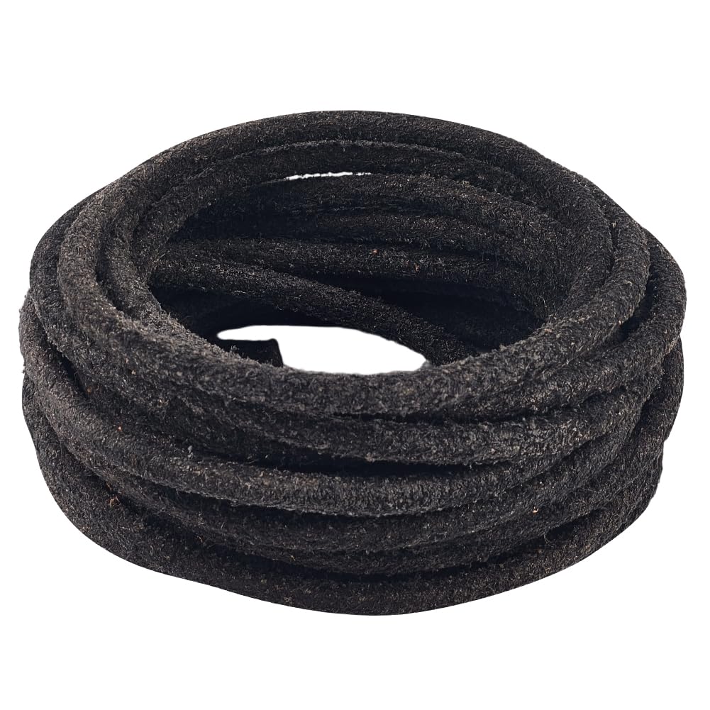 GORGECRAFT 5m x 5.5mm Round Leather String Frosted Genuine Leather Cord Black Cowhide Braiding Rope Natural Yak Hide Beading Threads for Jewelry Making Bracelet Necklace Keychains Shoelace DIY Crafts