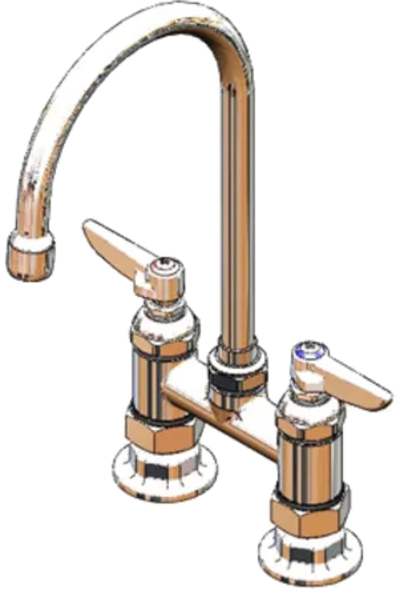 Robinet double garde-manger T&S Brass B-0325-A22 à col de cygne pivotant et entraxe 10,2 cm