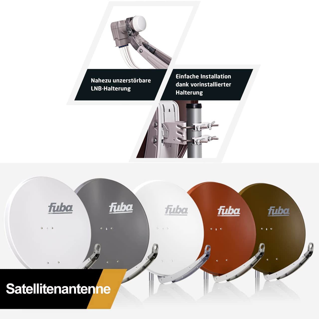 PremiumX Satelliten-Komplettanlage Fuba DAA 780 A Satellitenschüssel Alu Anthrazit 5/8 Multischalter Quattro LNB 24x F-Stecker, 1 SAT 8 Teilnehmer