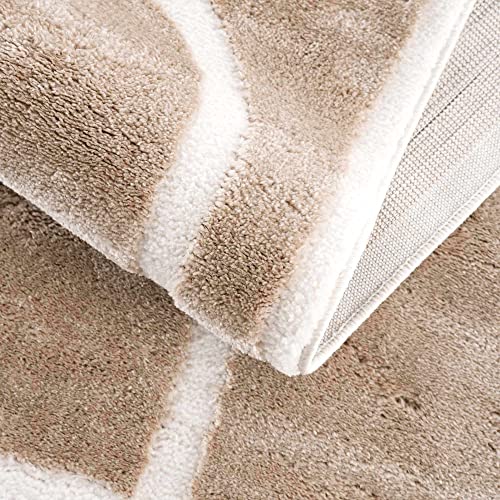 Hauteloom Deren Hallway, Kitchen Bohemian Shag Runner Rug - Soft Shaggy Farmhouse - High Plush Pile - Brown, Beige, White, Cream - 2'7" X 7'3" #TOP6