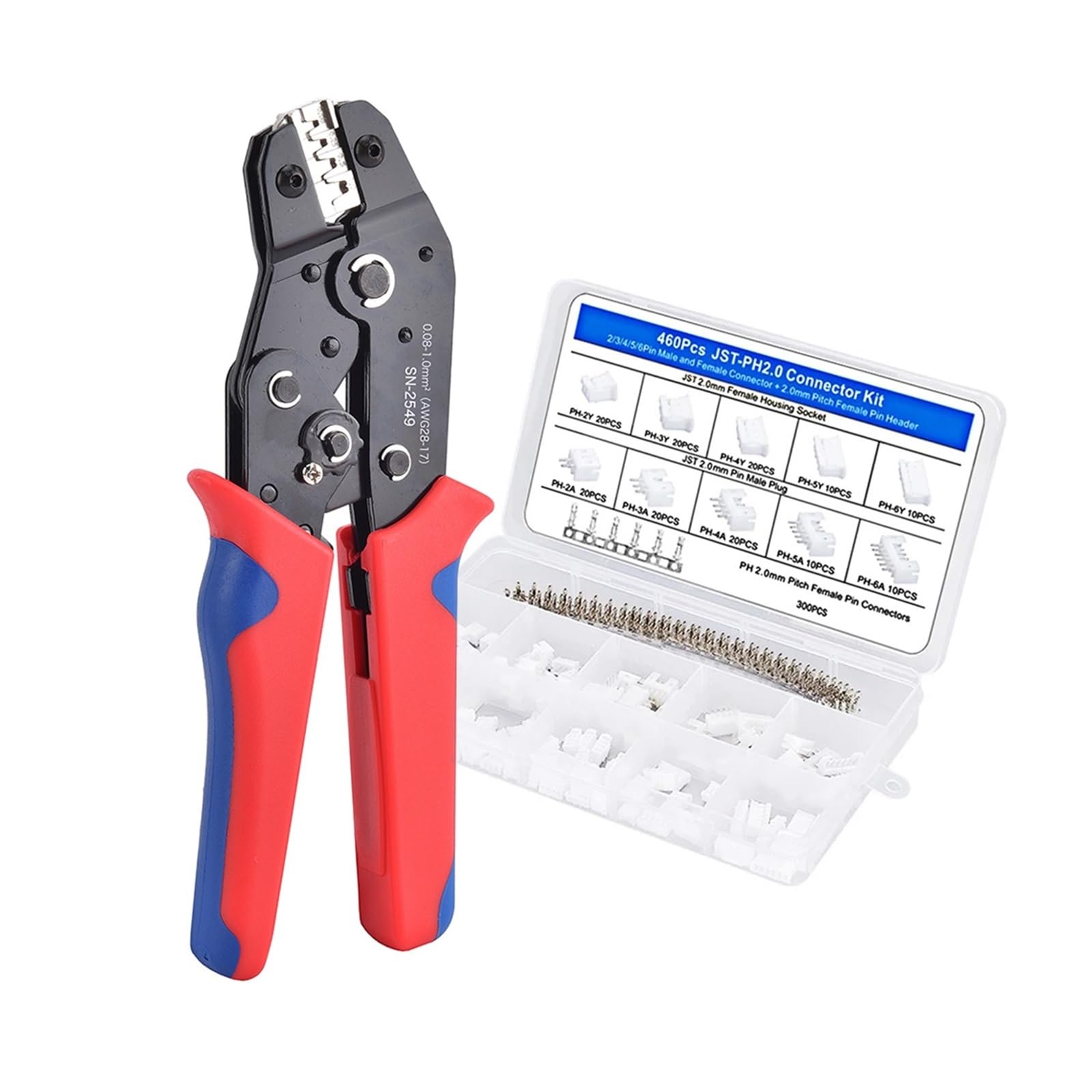 Ewsdsfs Sn-2549S Ph2.0 Kit 2549 Ratcheting Wire Crimping Plier For Jst Ph 2.0Mm,Xh .5Mm,Vh 3.96Mm,Jwps 4. Pitch,Dp Terminals Crimper Clamp Tool(Sn-2549S Ph2.0 Kit)