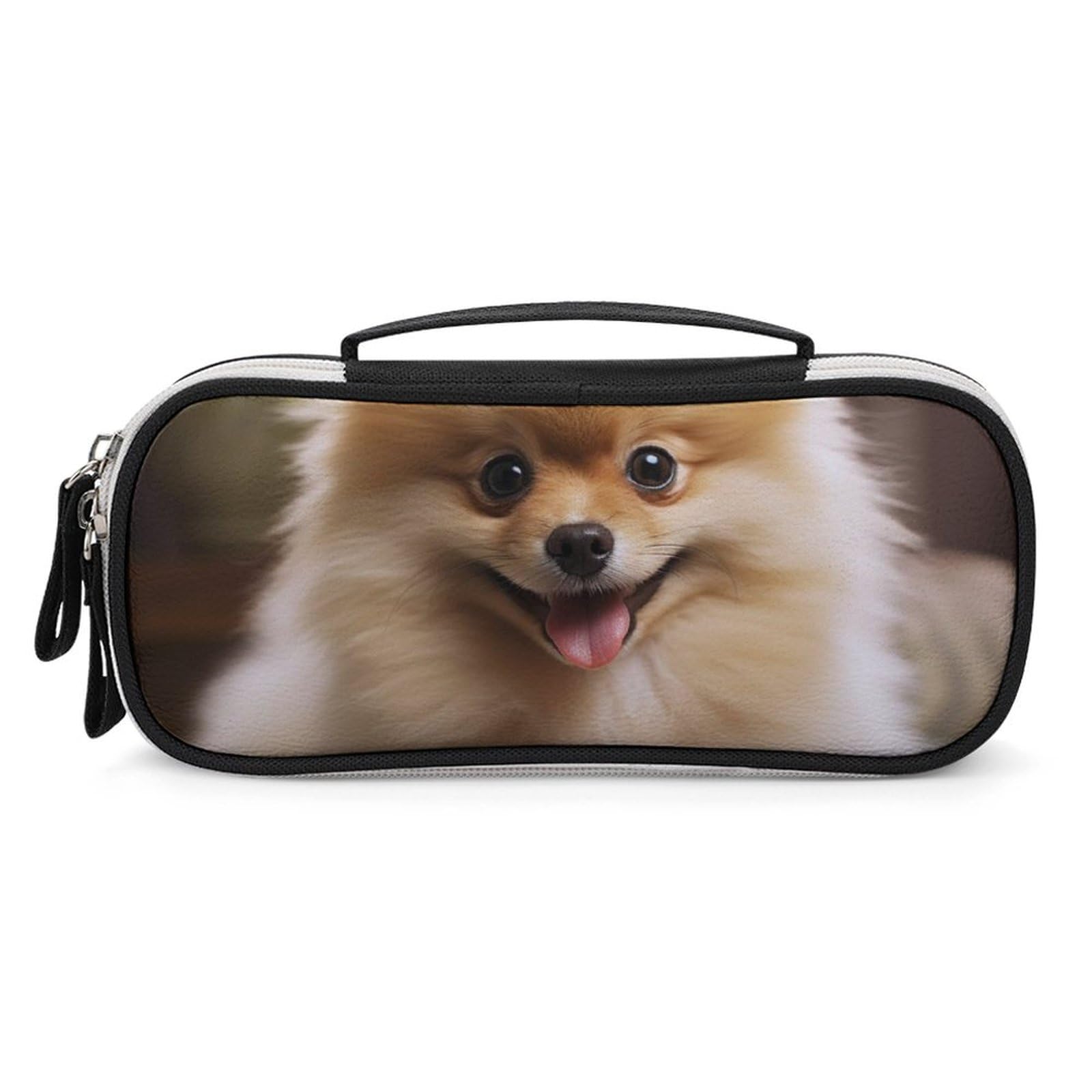 LYHVSFZQ Makeup Bag Makeup Organizer Travel Cute Pomeranian Dog Printed Makeup Bag With Double Zip Handles Cosmetic Bag