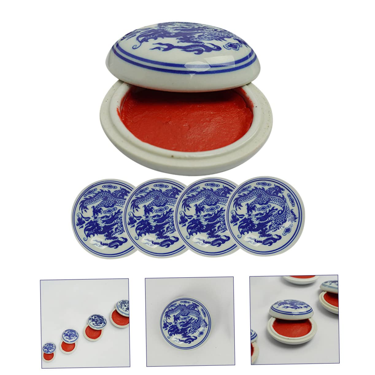Tamponi di Inchiostro in Ceramica Multiuso Set di 5 Pezzi Adatti per Calligrafia Cinese E Pittura per Studenti E Amanti dell'Arte