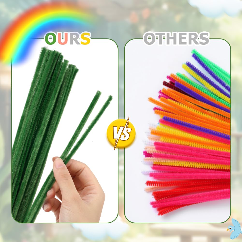 Ainiv 200PCS Pipe Cleaners for Craft 30cm Green Crafting Pipe Cleaners, Fuzzy Sticks Craft Supplies - Image 4