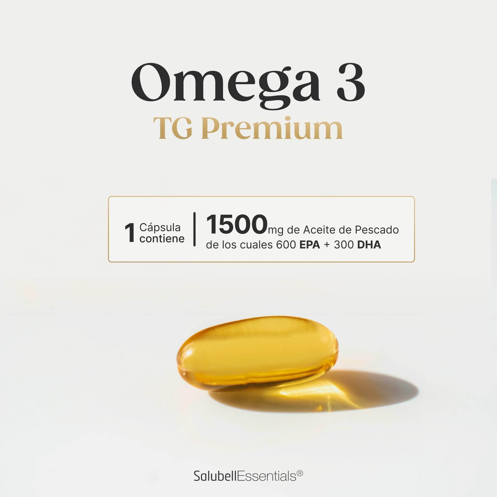 Essentials DHA 1000 TG PREMIUM, Aceite de Pescado TG Ultrapuro y Altamente Concentrado 1500mg, DHA 1050mg, IFOS 5 Estrellas, Perlas Blandas sin Olor ni Regusto a Pescado, 60 Unidades