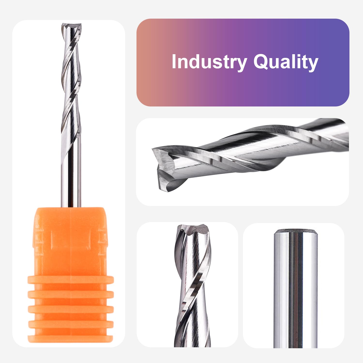 SpeTool 5PCS 1/8 Inch Shank Upcut Spiral Router Bit Set with 1/8" Cutting Diameter, 3/4 Inch Cutting Length 1-1/2 Inch OVL, Solid Carbide CNC Wood Router Bits