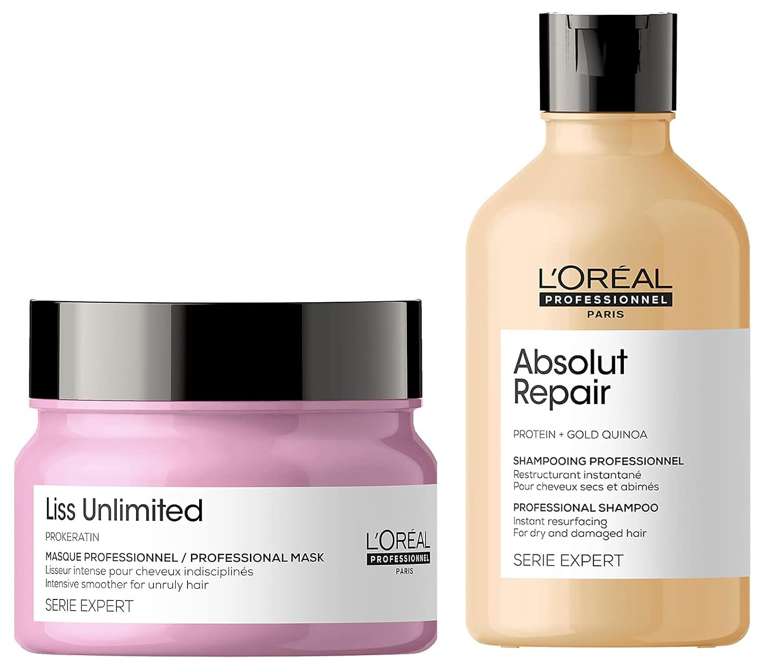 L’Oréal Professionnel Liss Unlimited Hair Mask, Serie Expert, 250gm & L'Oréal Professionnel Absolut Repair Shampoo For Dry...