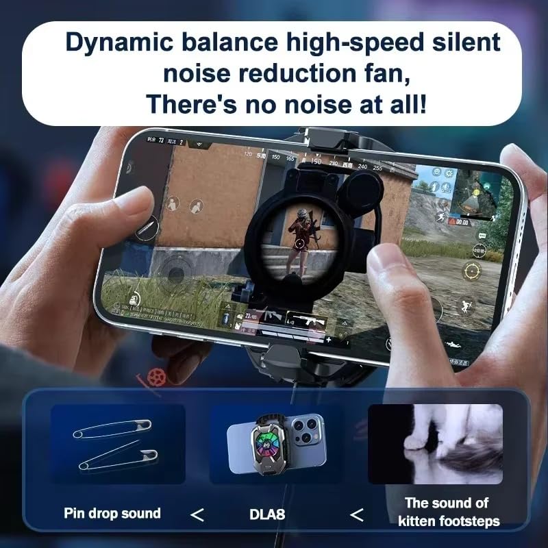 Image of BKN DLA8 Mobile Phone Game Cooler, Semiconductor Fast Cooling Fan, Radiator 3 Speed mode With RGB Back Clip Type for iOS Android PUBG, Type-C Back Clip, Cool Heat Sink