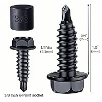 Vista 2 de Tornillos de bisagra y soporte para puerta de garaje - Color negro #14 x 3/4" Tornillo autorroscante de cabeza hexagonal dentada chapado en zinc