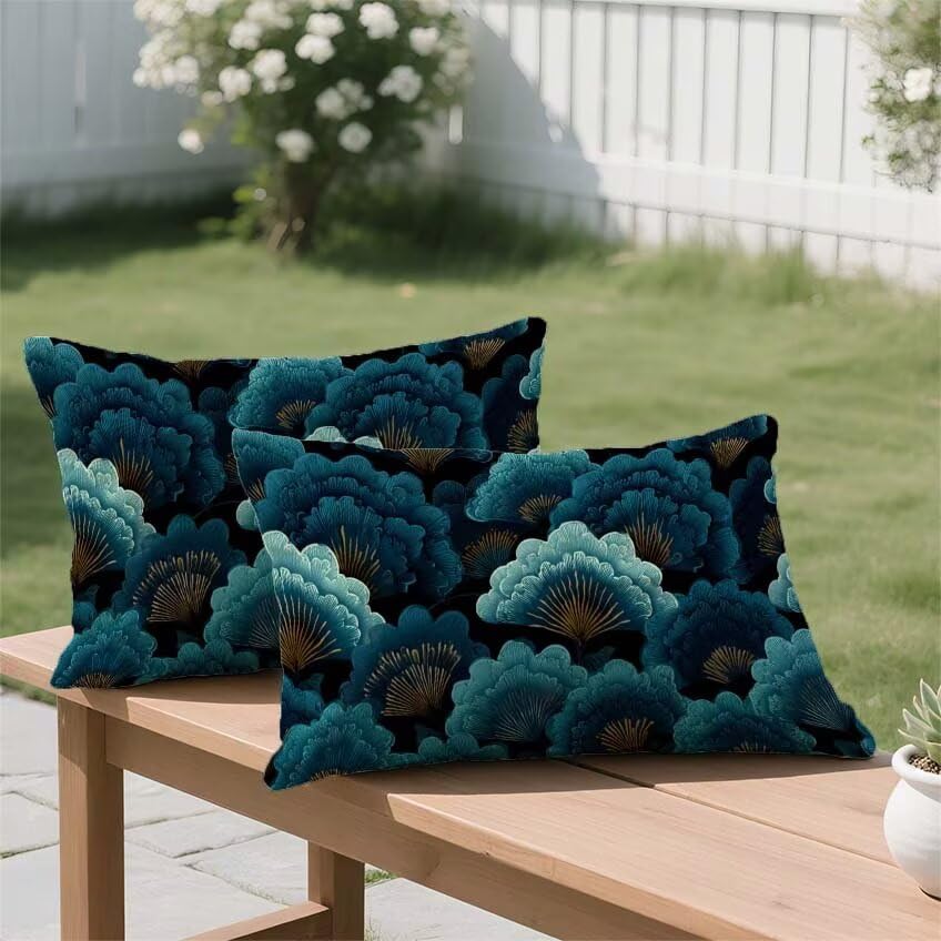 Housse coussin exterieur pierre turquoise decoration maison rectangulaire