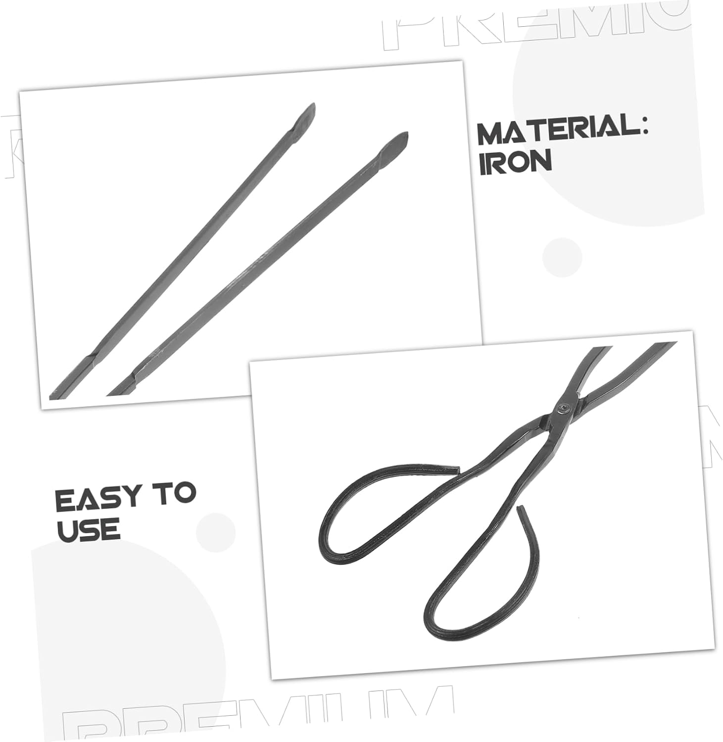 Extended Iron Fireplace Tong for Charcoal Clamp, Backpacking Hiking