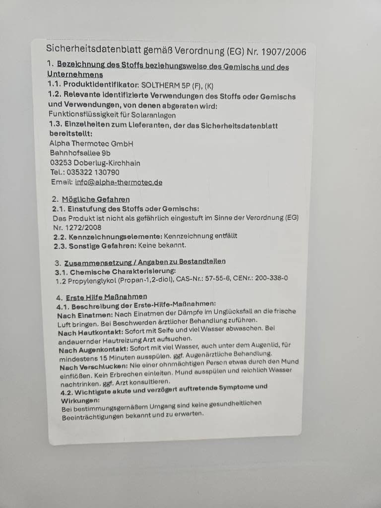 Solarflüssigkeit 10 l rot Konzentrat bis -58° C Frostschutz, Solarfluid, Solarliquid, Wärmeträgermedium
