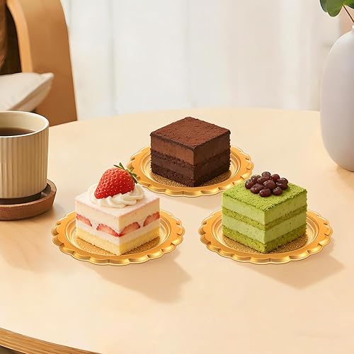 Miniatura 9 de 20 mini bases de pastel de mousse doradas, mini tablas para pasteles, exhibidores de postres, bases de pastelería para hornear cocina (3 pulgadas)
