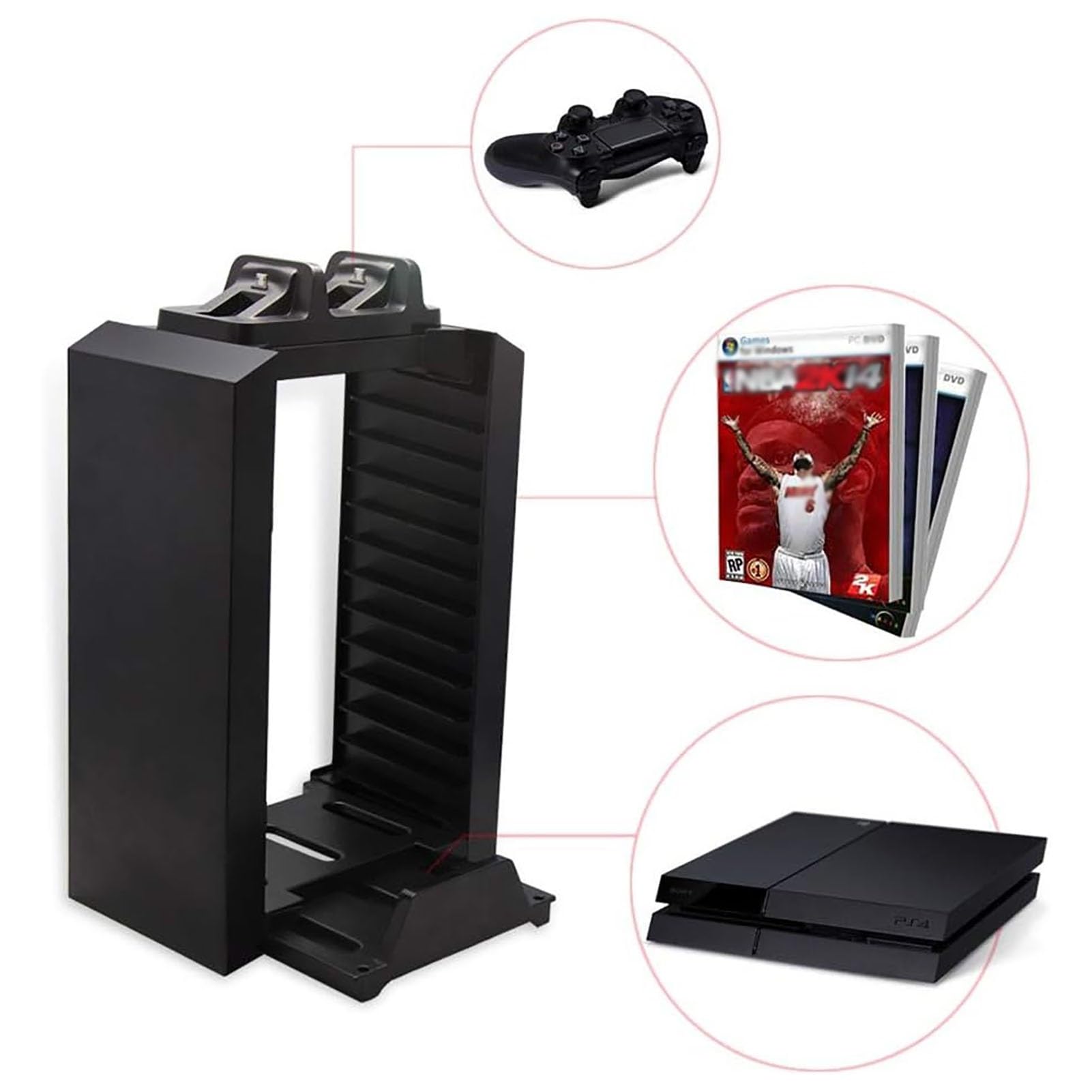 Amazon.com: CD DVD Racks Disk Video Game Storage Tower- PS4 Slim 