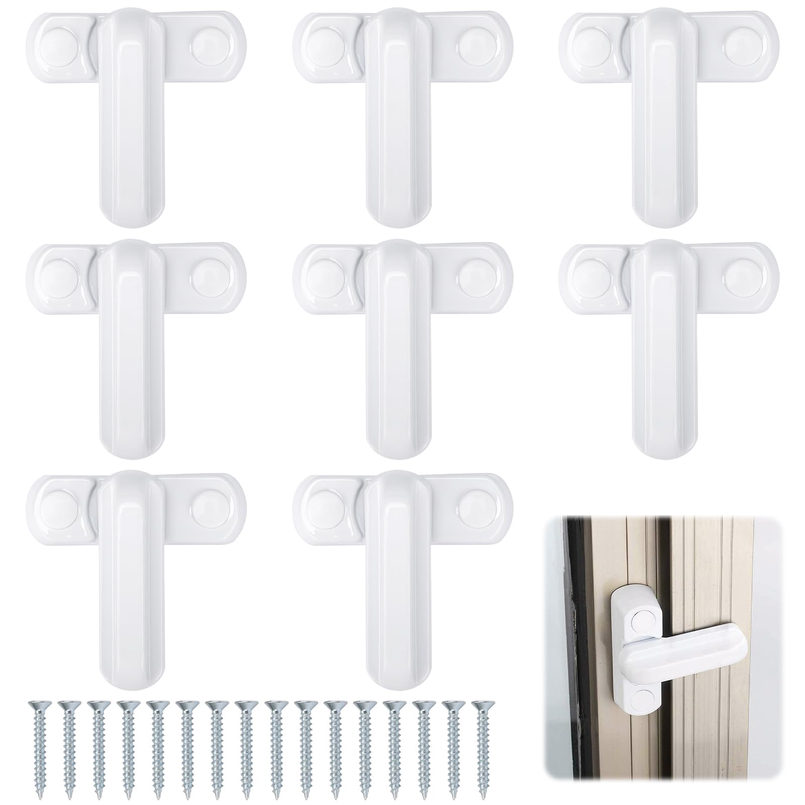 8 PCS Sash Jammers for Upvc Doors, Sash Window Security Locks with 16 Screws, Window Locks & Latches for Upvc Windows & Wooden Windows