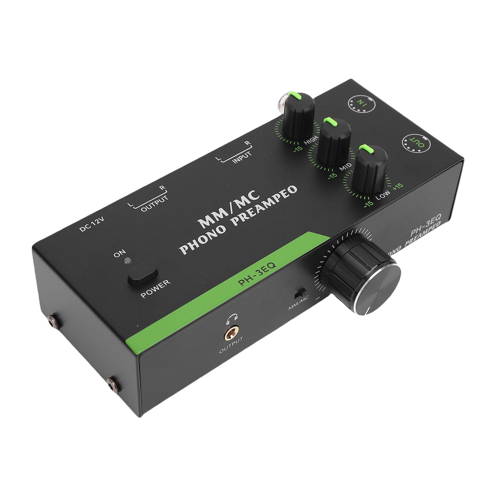 SIXRUN MM MC Phono Preamp Professionale Preamplificatore Fonografo Stereo con Ingresso Uscita XLR a 5 Pin, Cuffia 3.5mm e Controllo Regolabile di Frequenza Alta Media Bassa per (Spina europea)