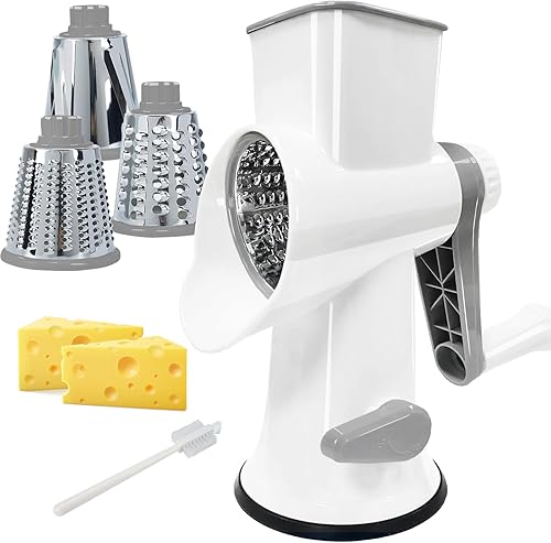 Rallador de queso multifunción rotativo con manivela de mano - Trituradora de queso Trituradora de queso, rebanar, picar. Aplicable a queso,