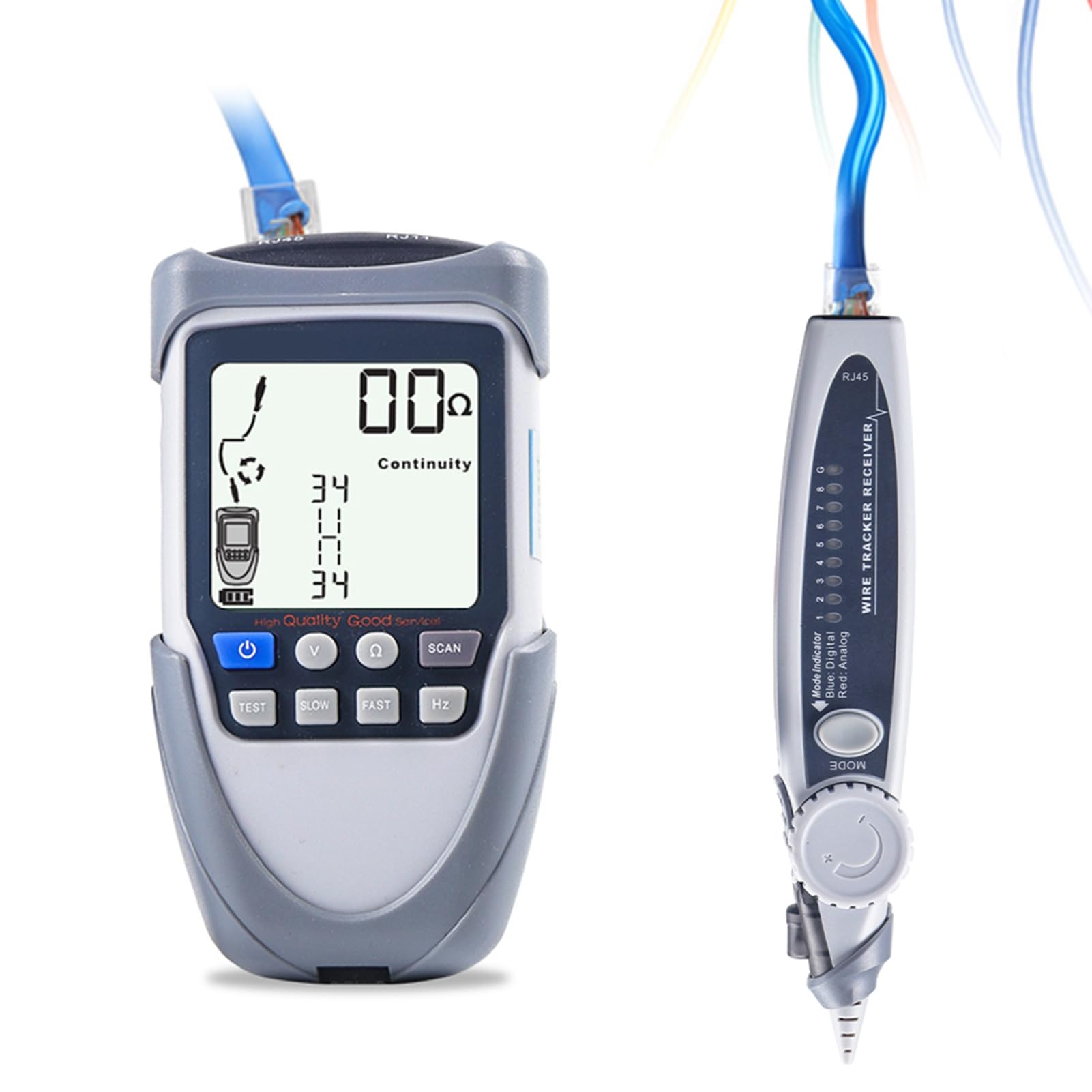 Cable Tester, Handheld Portable Network line Finder Phone Line Tester Wire Tracer with LCD Large Screen Display for Cable Collation, Network Maintenance Collation, Telephone Line