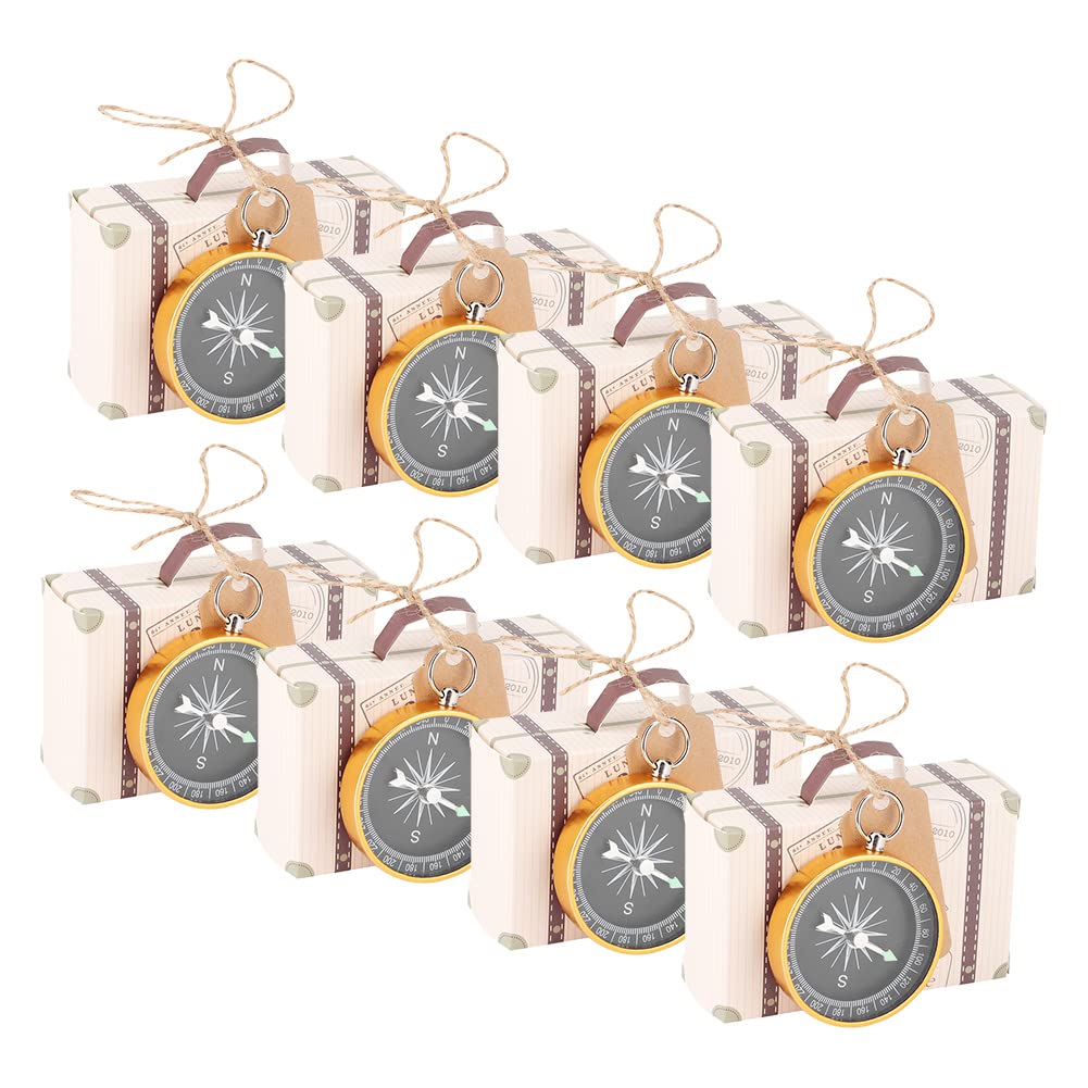 Lote De 20 Cajas De Dulces Kraft Para Bodas | Recuerdos Con Temática De Viaje Y Brújula | Ideales Para Detalles De Boda, Baby Shower O Cumpleaños