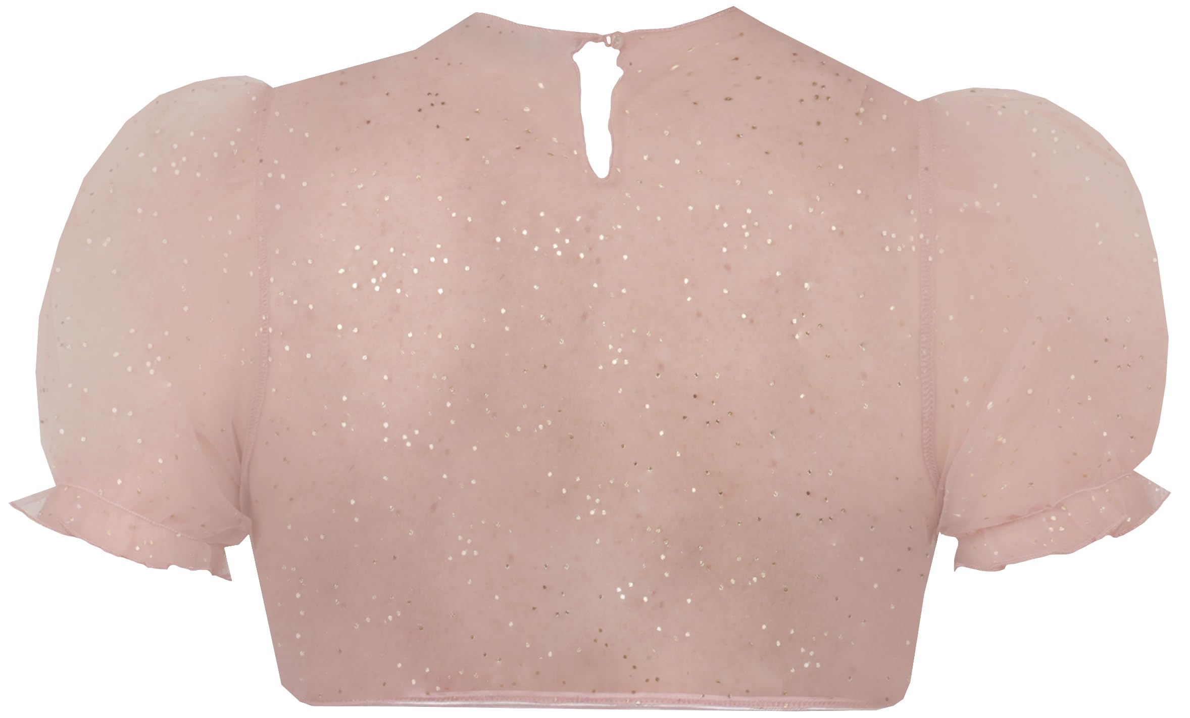 Marjo Dirndlbluse Kochel Kurzarm | Puffarm hochgeschlossen | Damen Dirndl-Bluse transparent