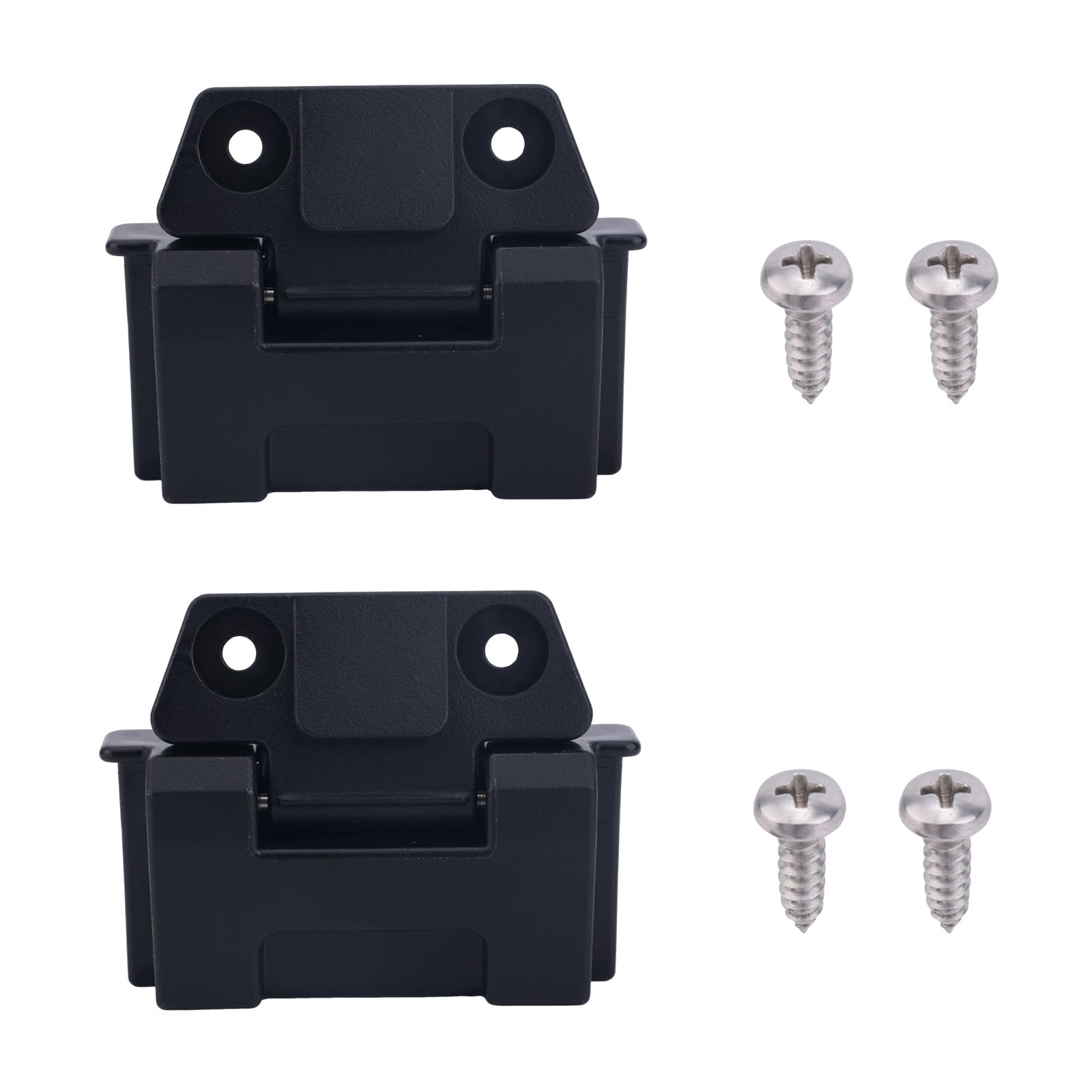 BOXOB 2pcs Cooler Hinges for Igloo 25 72 QT BMX, Plastic Black Hinges with 4pcs Silver Screws Cooler Replacement Parts