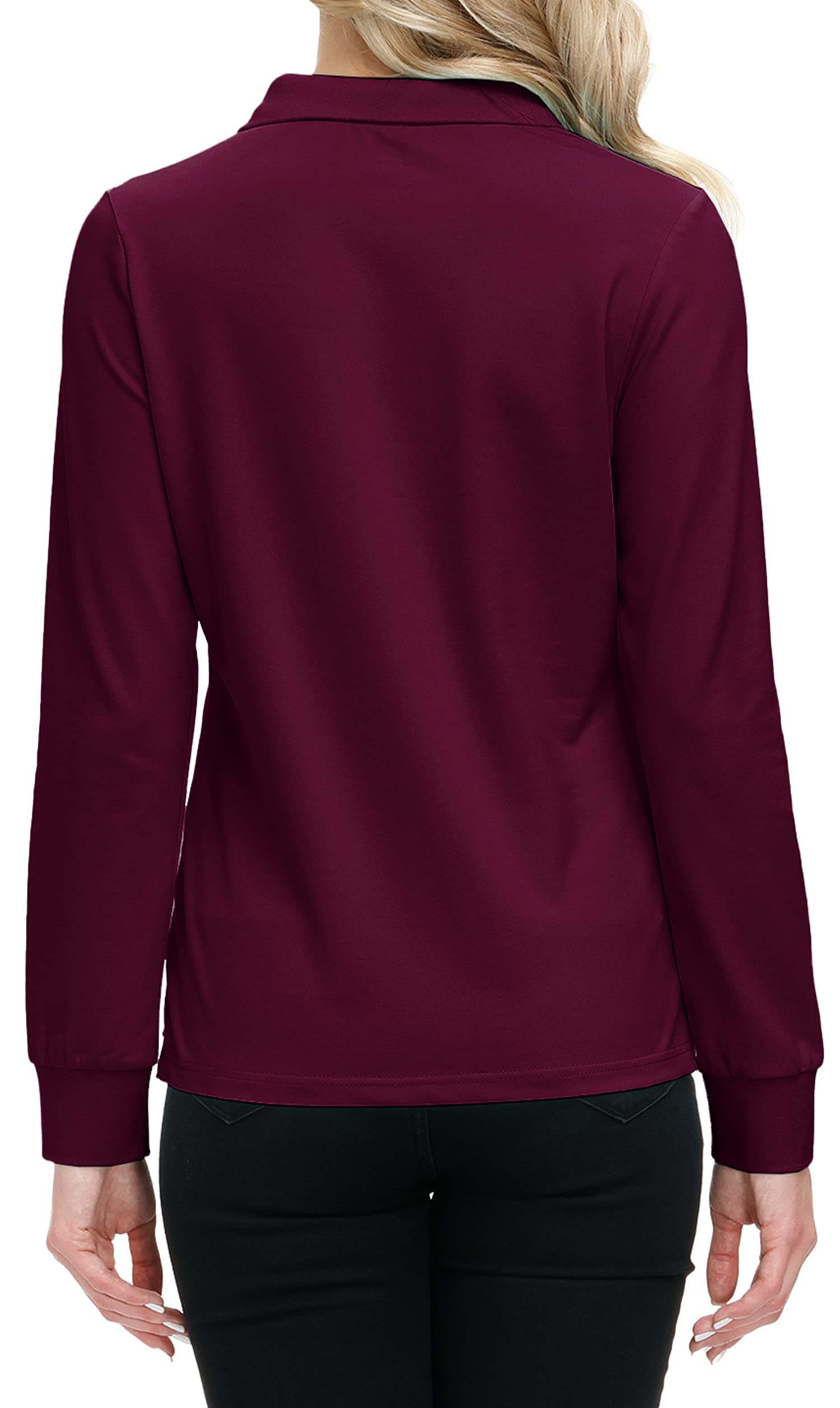 MoFiz Damen Poloshirt Langarm Baumwolle Polohemd Sport Polo Wintershirts mit Reißverschluss Kragen