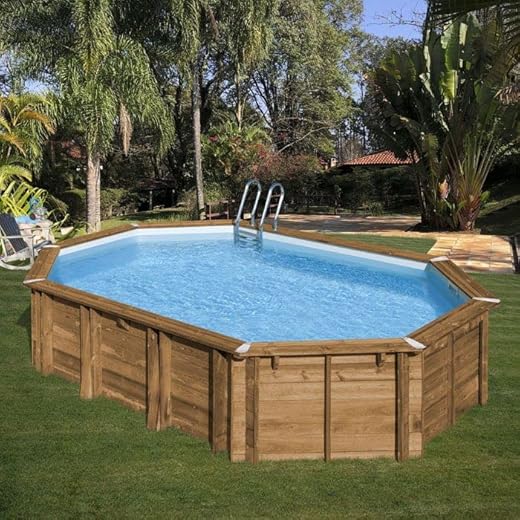 Piscina De Madera Ovalada Gre Safran 2 + Plataforma Deck1 620X395X136 Cm