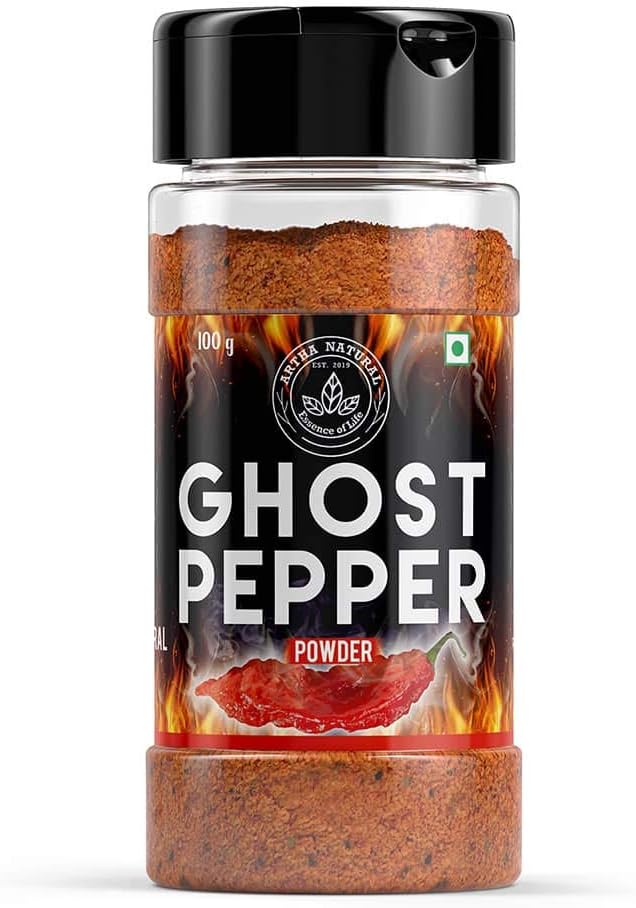 Artha Natural Ghost Pepper Powder / Bhut Jolokia Powder (Organically Grown) Extremely Hot Chilli Powder, It is The World’s Hottest Chilli Powder - 100gm