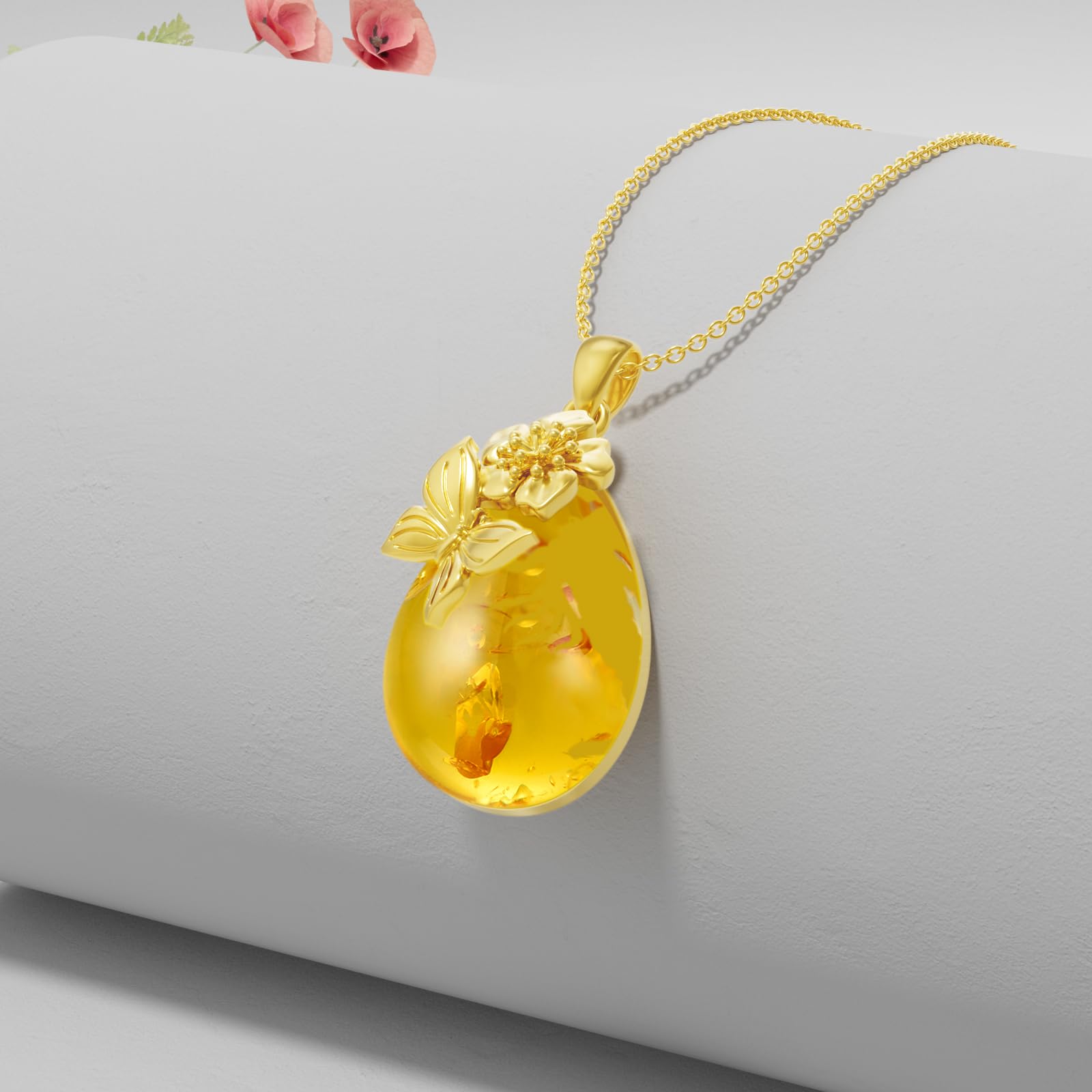 VONALA Skorpion/Baum des Lebens/Spinne/Schmetterling/Schnecke Damen Halskette Sterling Silber, 14 Karat Bernstein vergoldet Mutter Anhänger Schmuck, Silber Schmuck Halskette