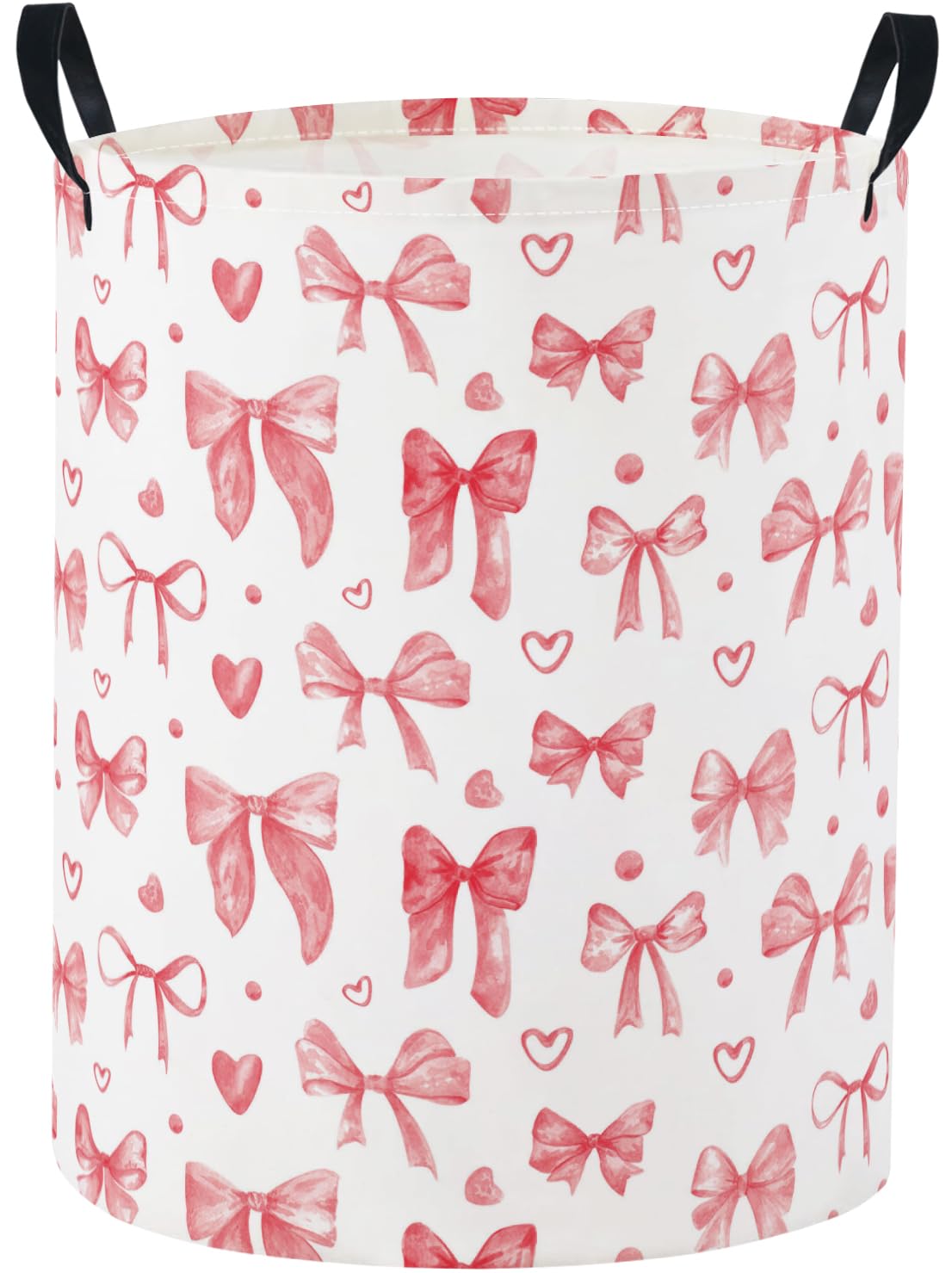 Baby Laundry Basket Baby Nursery Hamper Kids Laundry Basket Toy Storage Bin for Boys Room Decor Gift Baskets for Bedroom Bathroom(Heart Bowknot)