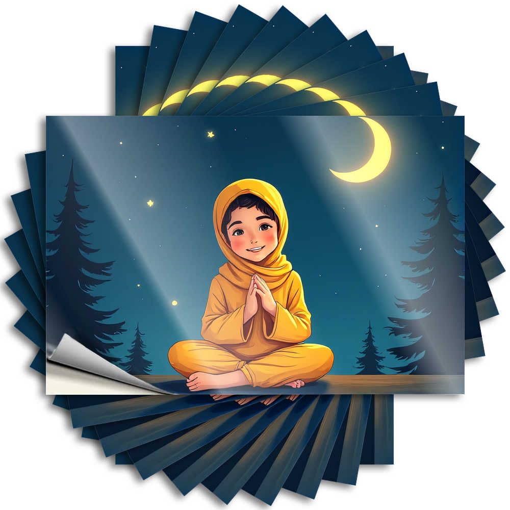Stickers Outdoor Pool Decor Waterproof Vinyl Sticker | Prayer in The Night: A Serene Scene Fun Door for Indoor DIY Projects(6X9CM)