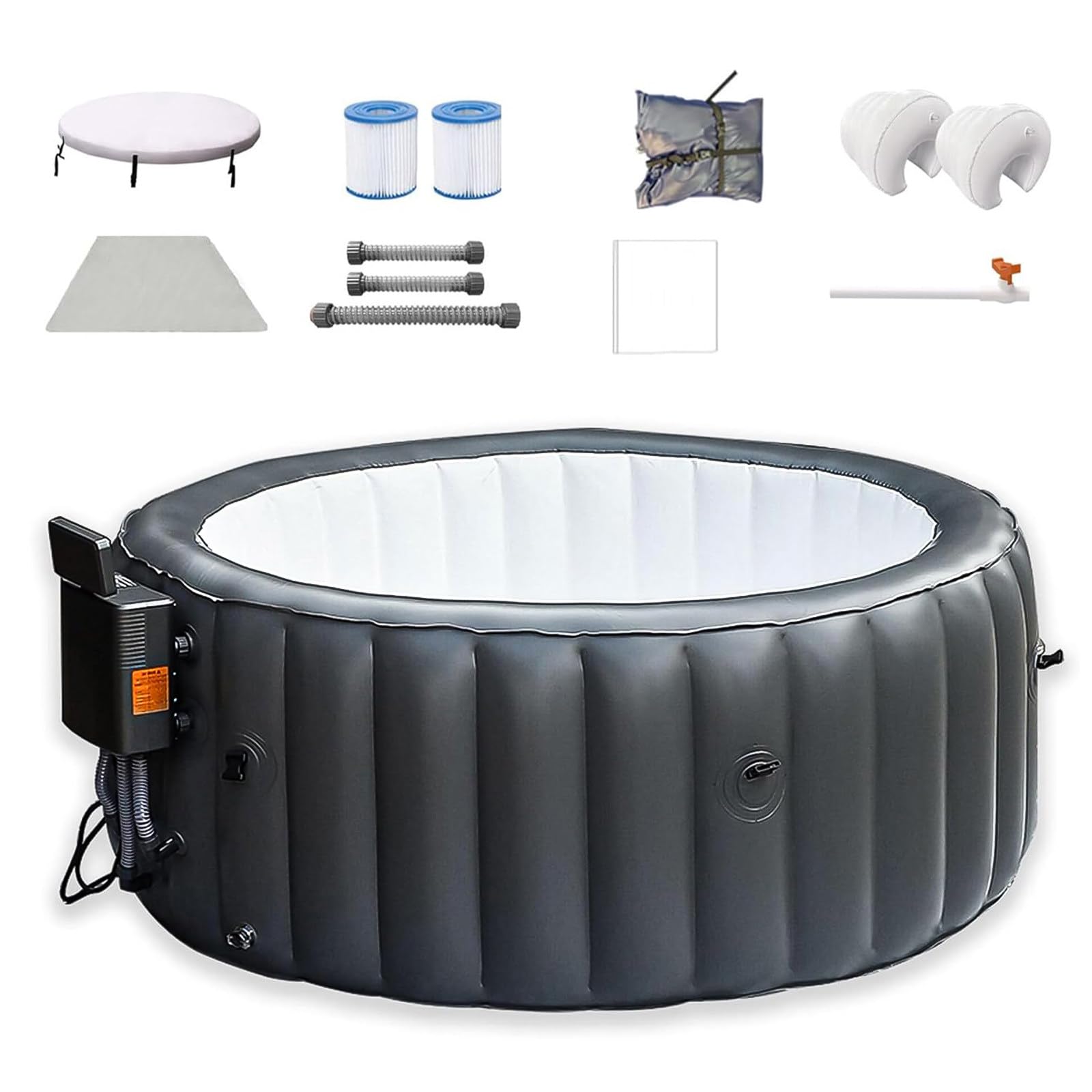 Spa Gonflable, Spa Extérieur, Spa Portable, Chauffe Jusqu'à 42°c/104°f, 150 Jets d'air, 3-4 Personnes, avec Filtration par Recirculation, pour Patio, Jardin Et Extérieur