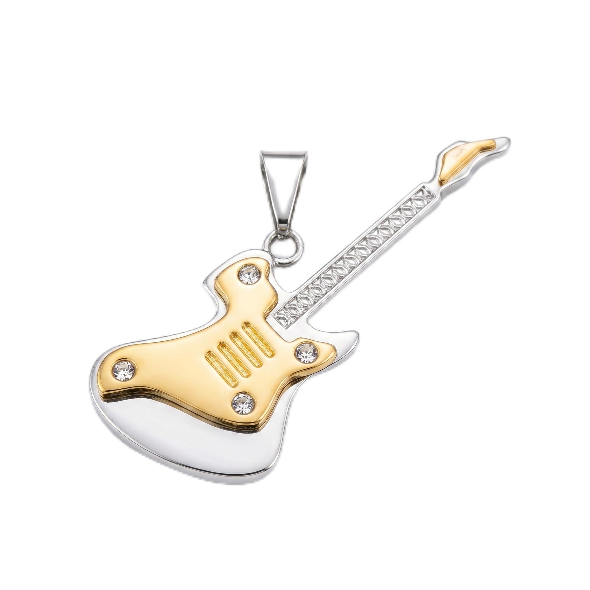 Stainless Steel Guitar Pendant Necklace for Men | Silver & Gold Tone Stylish Chain | Trendy Music Lover Jewelry | Durable & Rust Resistant Chain for Boys & Men-image-16